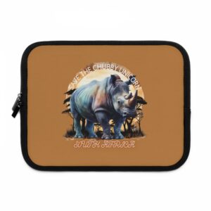 Rhino Laptop Sleeve - Eco-Friendly Laptop Case, Save the Chubby Unicorn, Wildlife Art, Gift for Animal Lovers