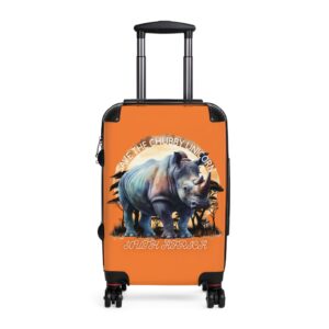 Rhino Art Suitcase, Travel Luggage for Animal Lovers, Cute Carry-On for Kids & Adults, Save the Chubby Unicorn, Eco-Friendly Travel Gear
