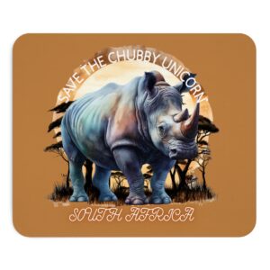 Chubby Unicorn Mouse Pad, Cute Rhino Desk Accessory, Wildlife Conservation Gift, Office Decor, Animal Lover Gift, South Africa