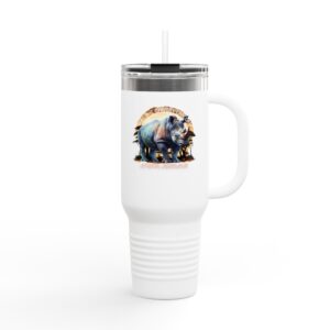Insulated Travel Mug with Rhino Design | Fun Travel Cups, Eco-Friendly Gifts, Outdoor Adventures, Morning Coffee, Unique Drinkware
