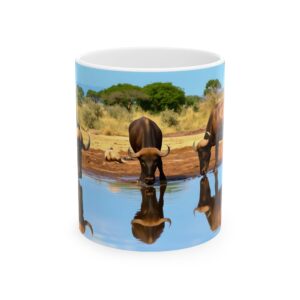 Buffalo Reflection Ceramic Mug — Safari Wildlife Coffee Cup (11oz, 15oz)