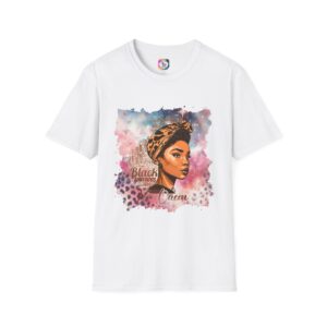 Black Leo Queen Portrait T‑Shirt — African American Art Tee with Headwrap & Leopard Accents