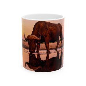 Sunset Buffalo Ceramic Mug — Wildlife Coffee Cup (11oz & 15oz)