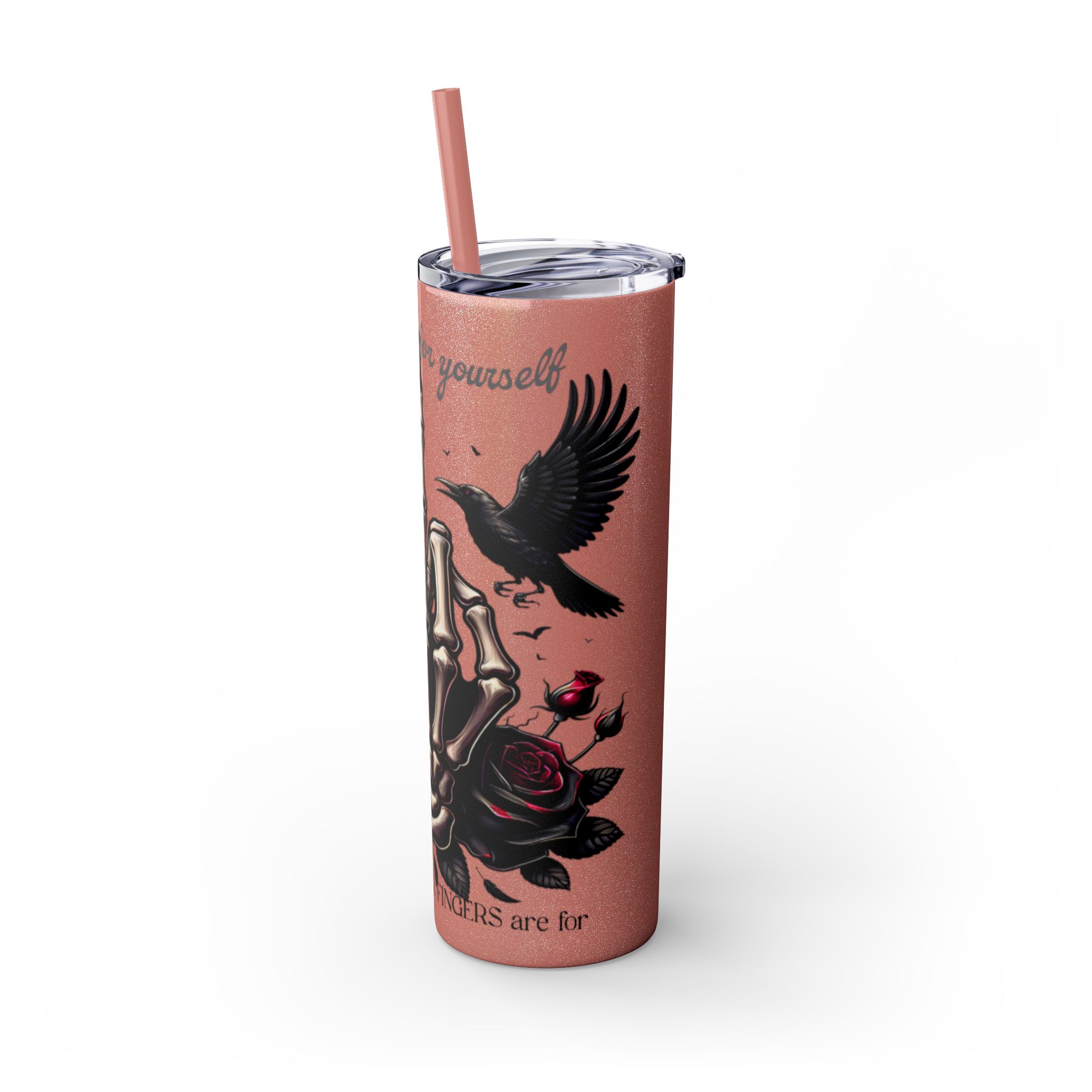 Gothic Skinny Tumbler, Stand Up for Yourself, 20oz, Unique Gift for Halloween, Edgy Coffee Cup, Reusable Straw Mug - Image 13