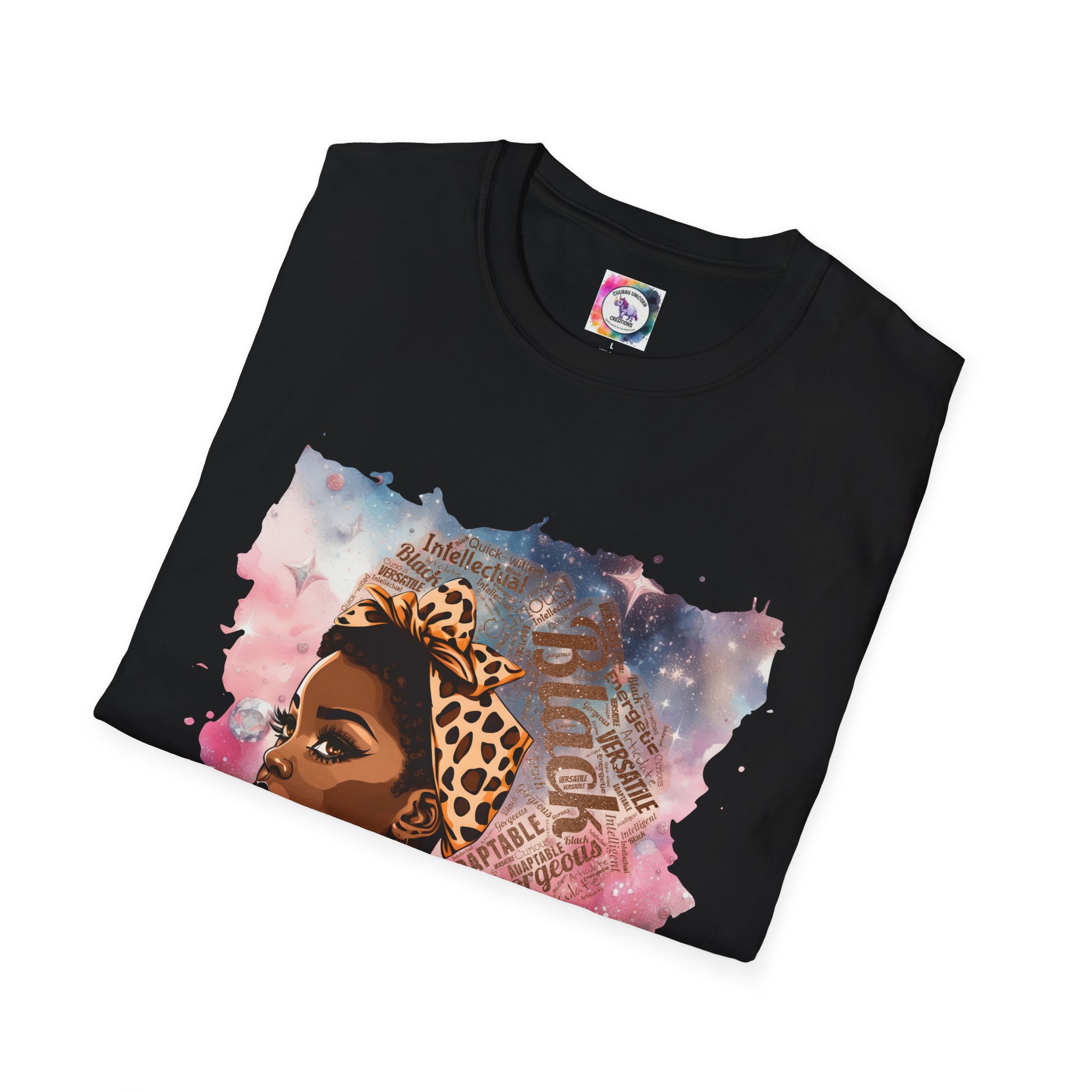 Gemini Queen Afro Chic T-Shirt — Black Queen Graphic Tee with Leopard Headwrap - Image 17