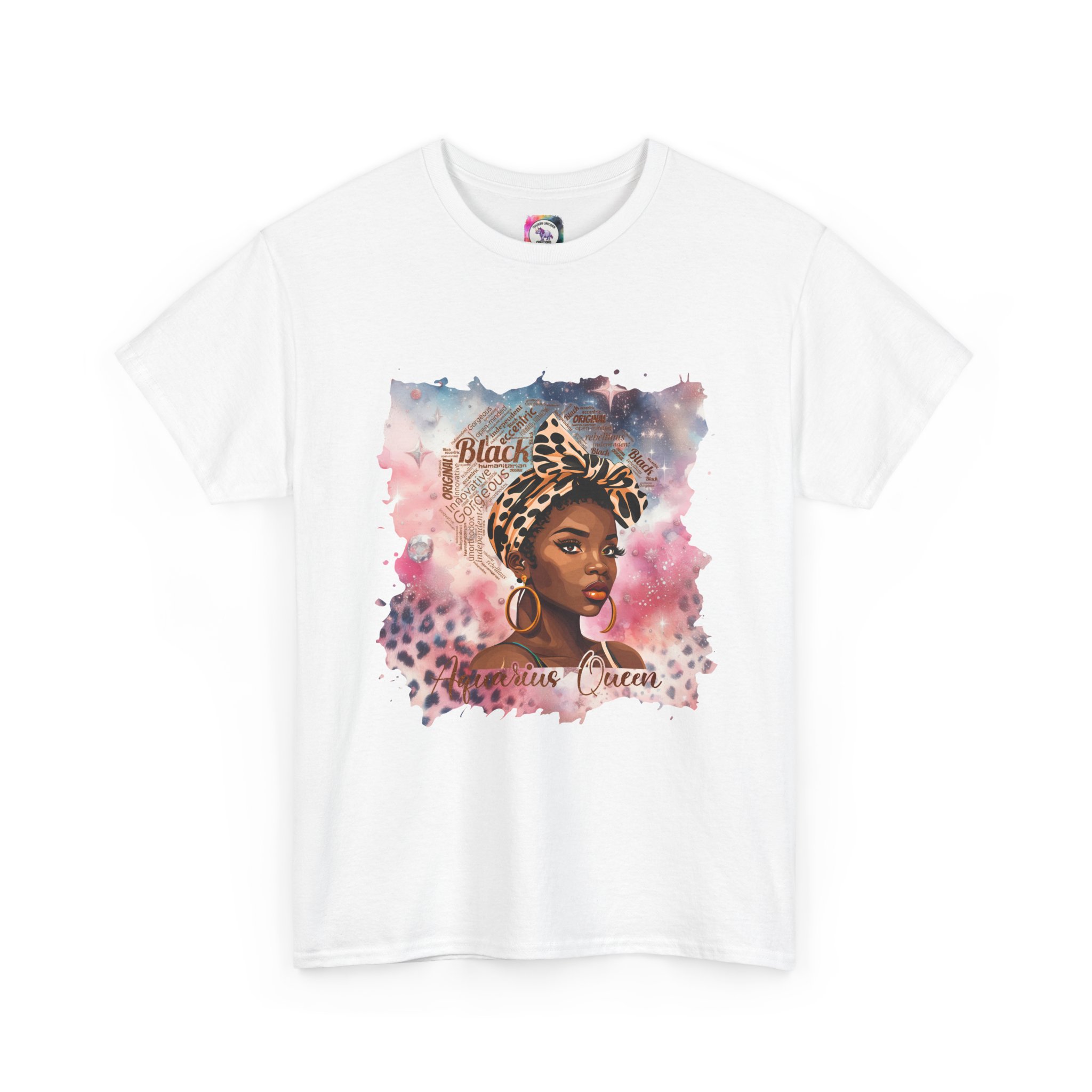 Black Aquarius Queen Tee — Watercolor Portrait T‑Shirt Celebrating Black Beauty - Image 4
