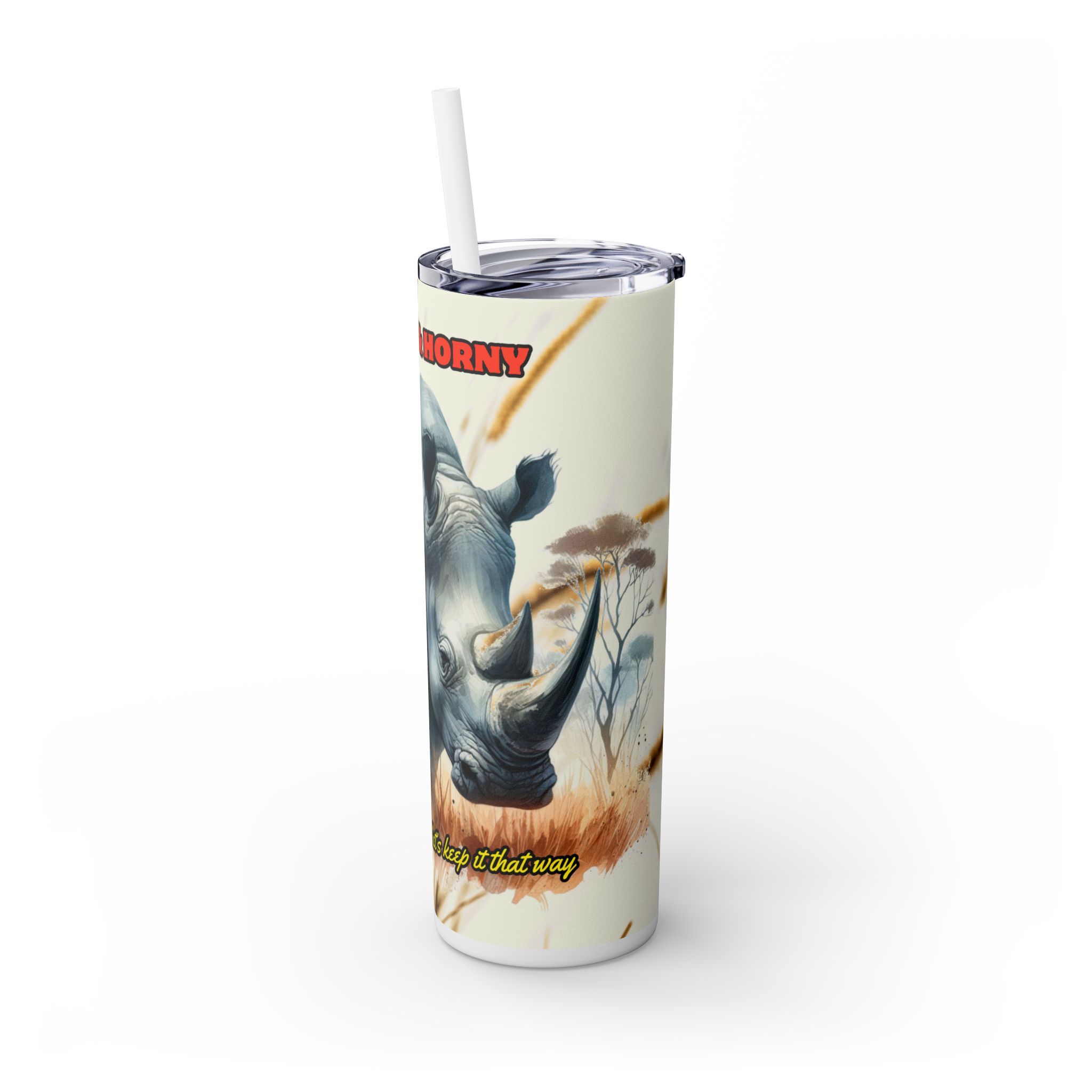 Wild & Free Rhino Tumbler, 20oz Skinny Travel Cup, Nature Lover Gift, Outdoor Adventure Drinkware, Cute Animal Cup, Wildlife Enthusiast Mug - Image 5
