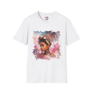 Aries Queen Portrait T-Shirt — Watercolor Afrocentric Headwrap Design