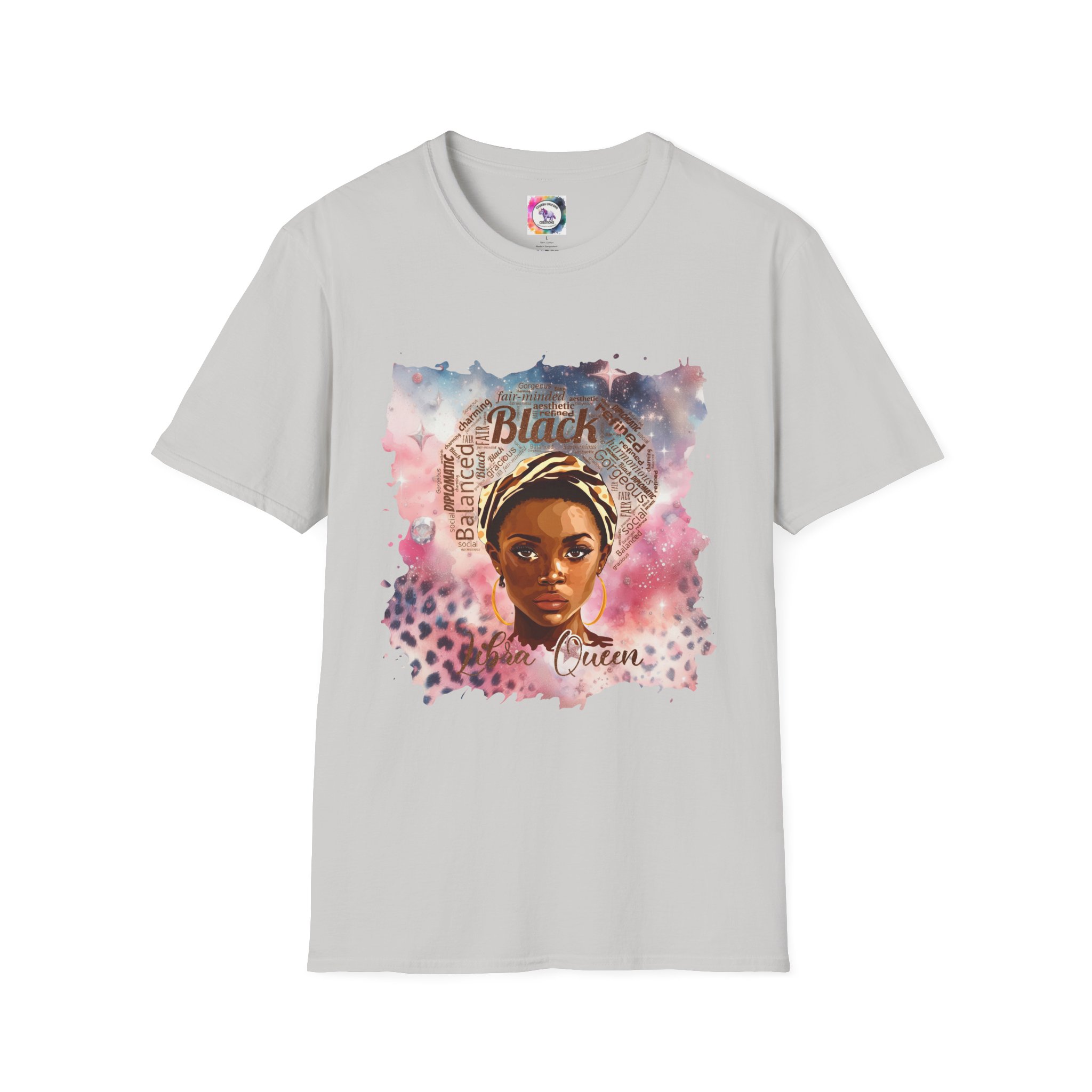 T-Shirt — Black Libra Queen Portrait Tee (Afrocentric Art, Empowerment) - Image 21