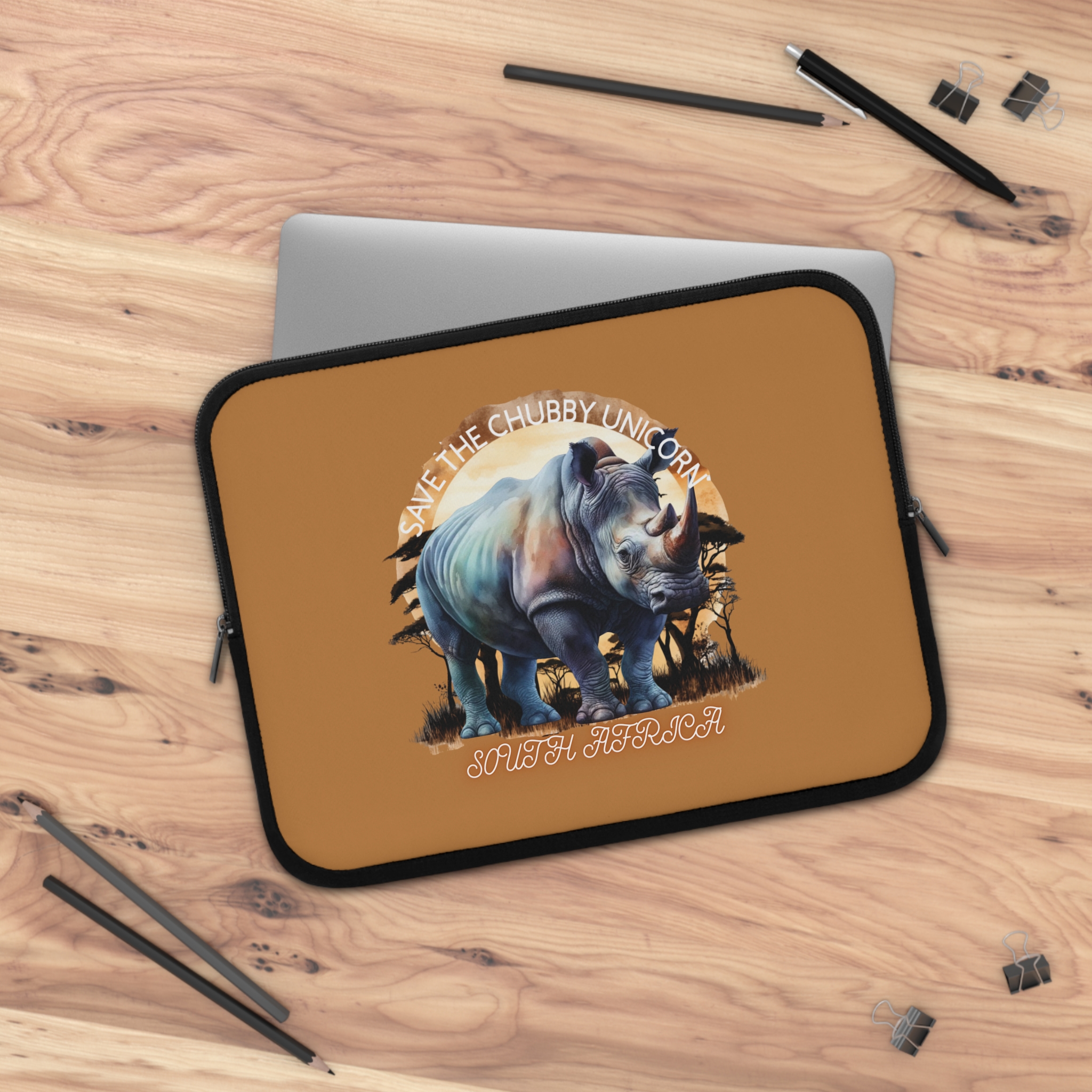 Rhino Laptop Sleeve - Eco-Friendly Laptop Case, Save the Chubby Unicorn, Wildlife Art, Gift for Animal Lovers - Image 10