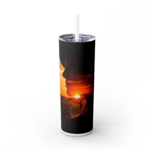 20oz Skinny Tumbler — Sunset Silhouette Travel Cup with Straw