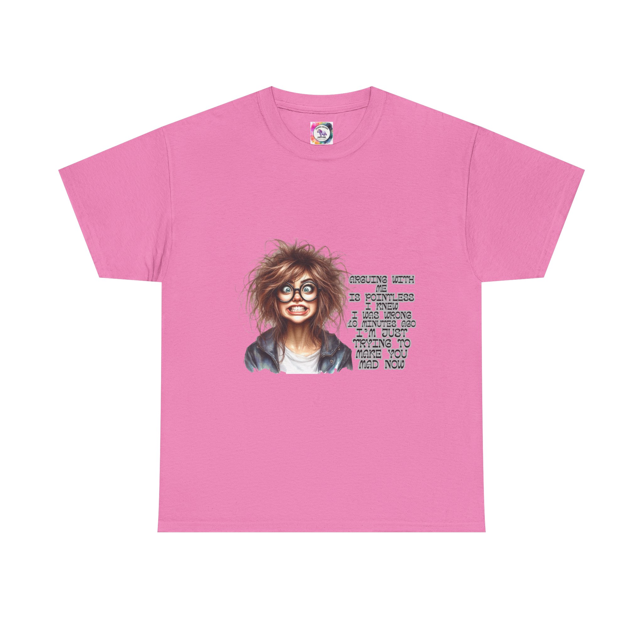Crazy Hair Woman T‑Shirt — Funny Geeky Portrait with 'Funny' Quote - Image 37