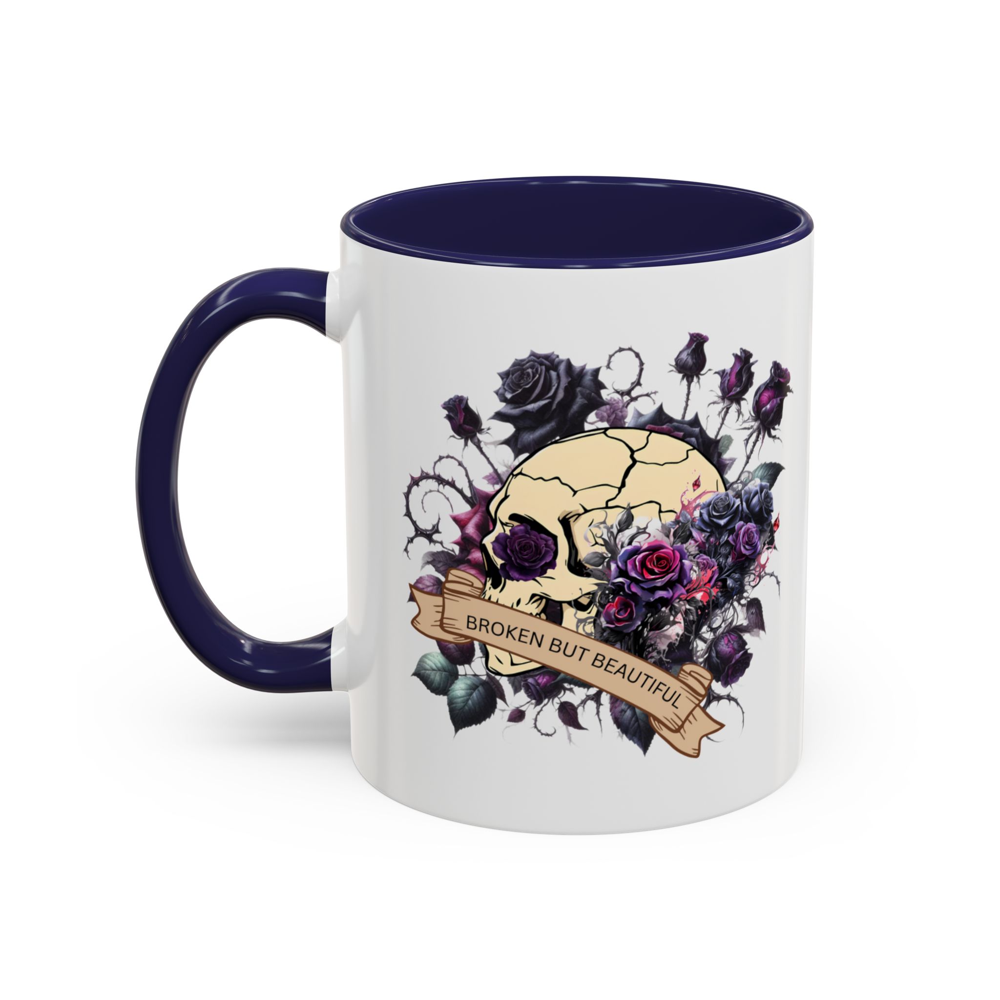 Broken But Beautiful Floral Coffee Mug - Gothic Gift for Tea Lovers, Unique Home Decor, Floral Skull Design, Ceramic Tea Cup, Gothic Mug - Image 7