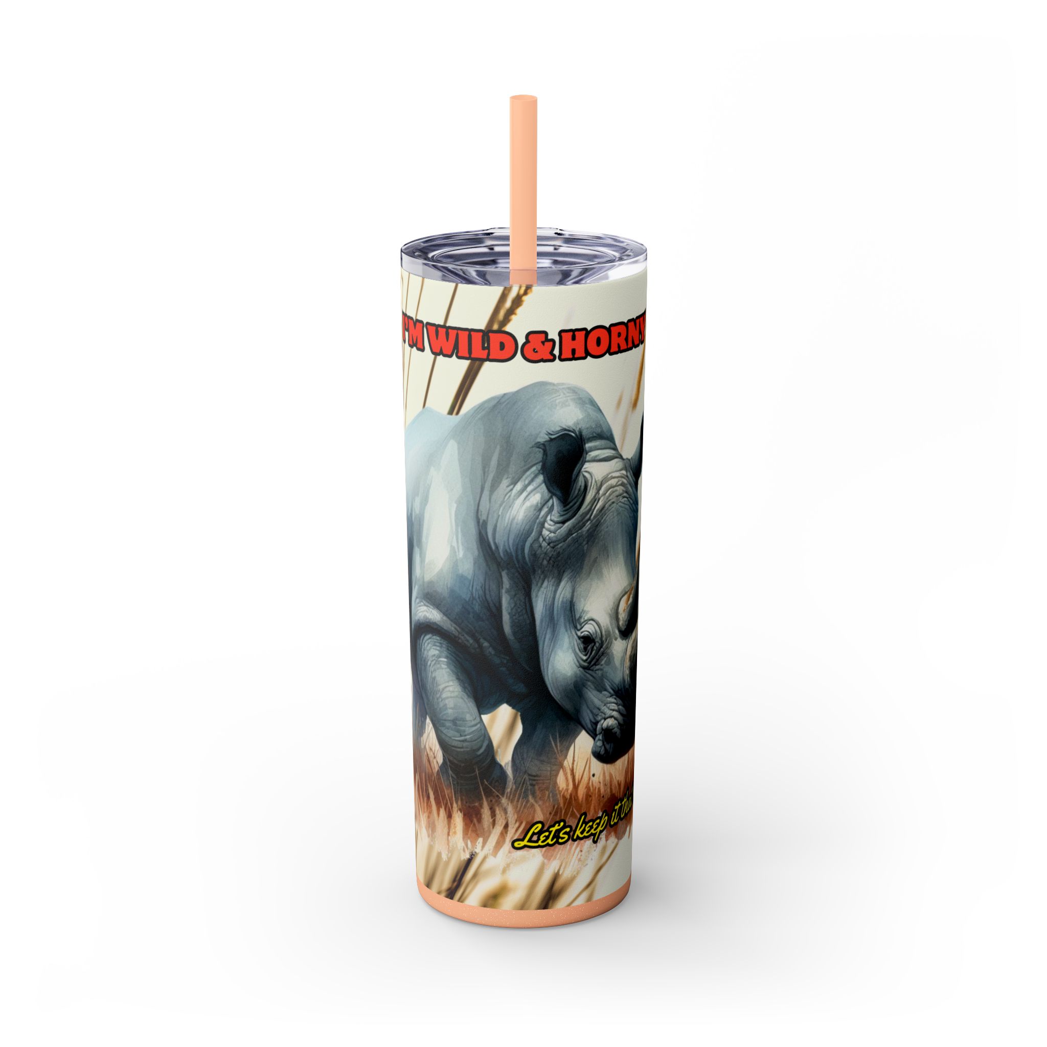 Wild & Free Rhino Tumbler, 20oz Skinny Travel Cup, Nature Lover Gift, Outdoor Adventure Drinkware, Cute Animal Cup, Wildlife Enthusiast Mug - Image 12