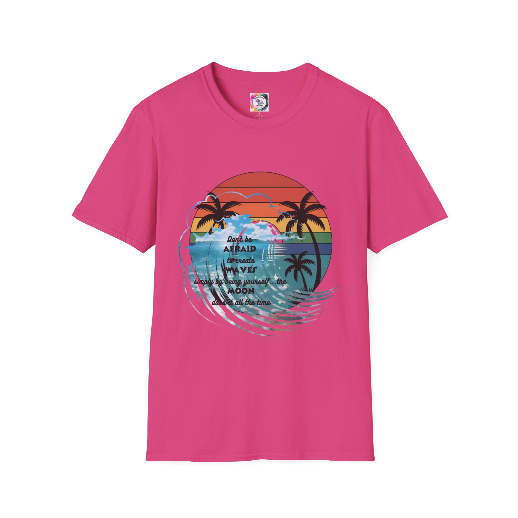 T-Shirt — Retro Sunset Palm Beach Tee with "Don't Be Afraid" Beach Quote - Image 47