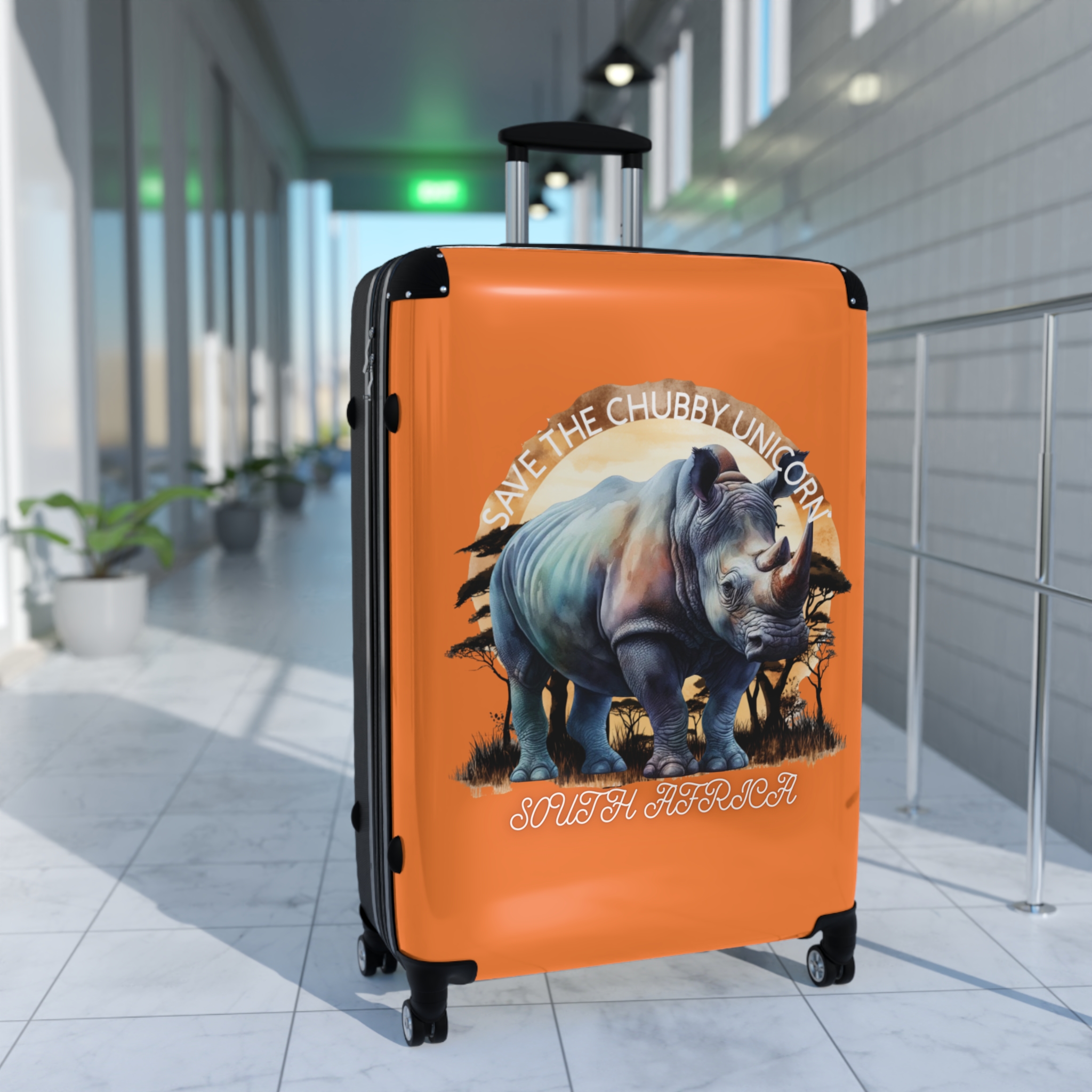 Rhino Art Suitcase, Travel Luggage for Animal Lovers, Cute Carry-On for Kids & Adults, Save the Chubby Unicorn, Eco-Friendly Travel Gear - Image 11
