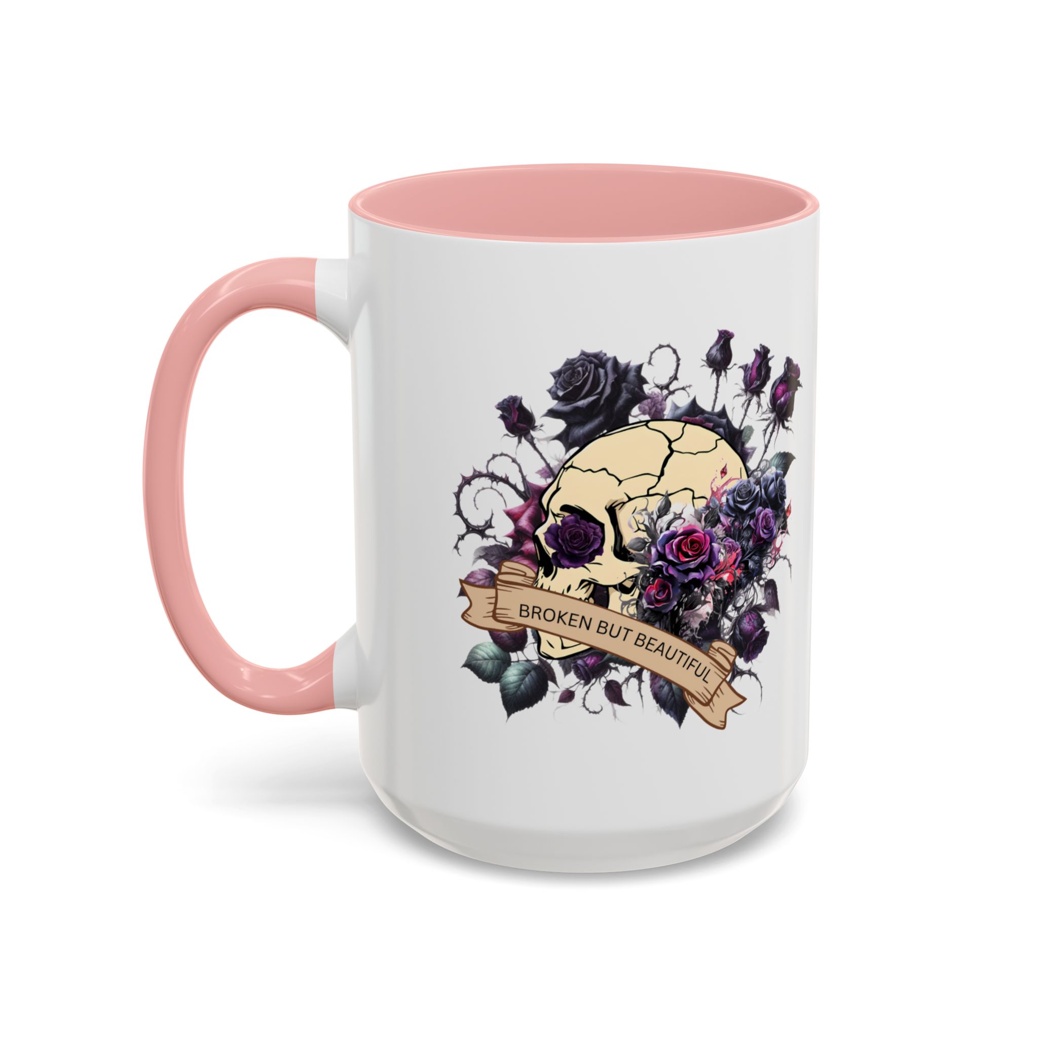 Broken But Beautiful Floral Coffee Mug - Gothic Gift for Tea Lovers, Unique Home Decor, Floral Skull Design, Ceramic Tea Cup, Gothic Mug - Image 27