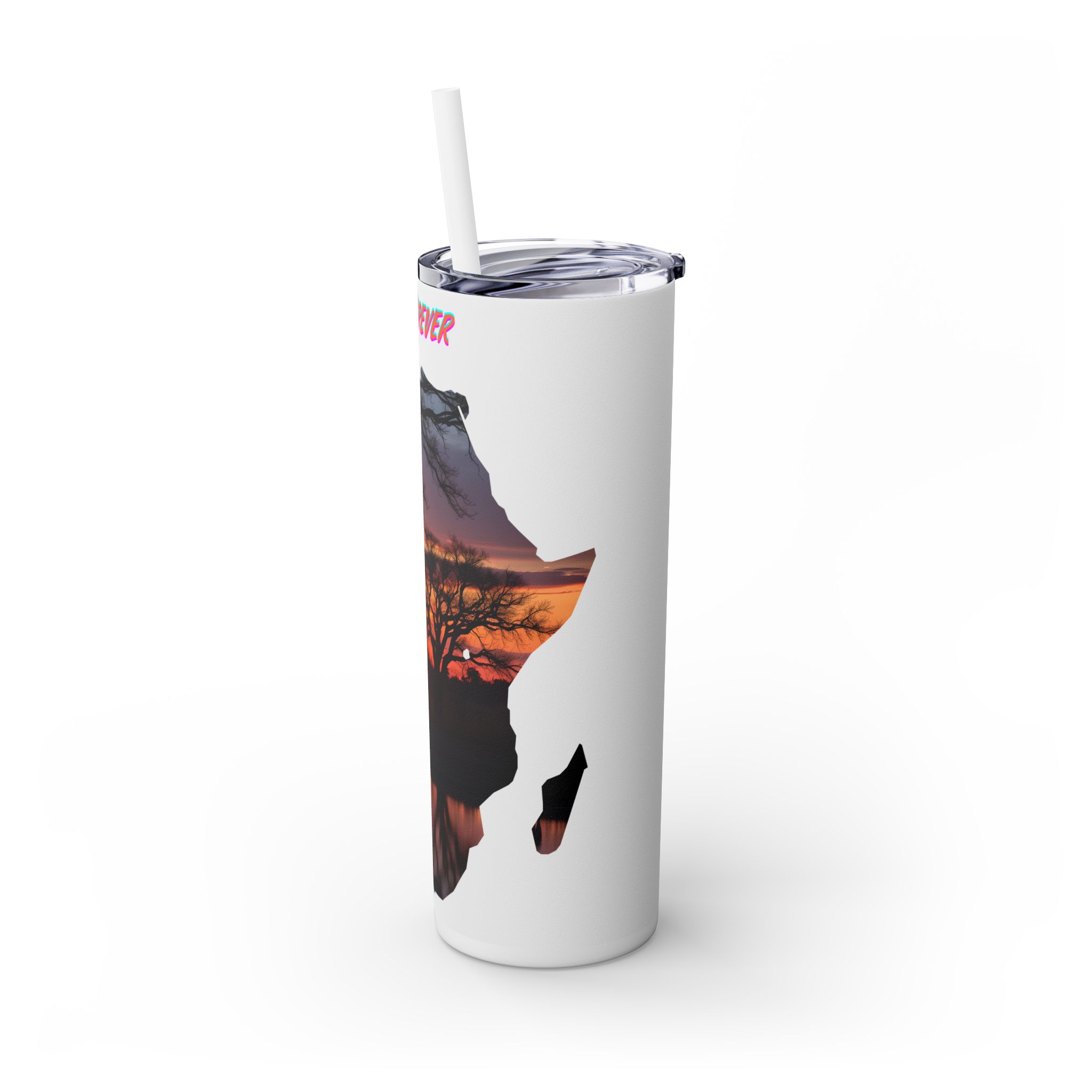 African Sunset Skinny Tumbler with Straw, 20oz | Travel Mug, Yeti Cup, Eco-Friendly Drinkware, Gift for Nature Lovers, Black History Month - Image 5