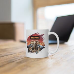 Big Five Wildlife Ceramic Mug - Unique Animal Lovers Gift, Safari Mug, Coffee Cup, Jungle Artwork, Nature Lover Decor