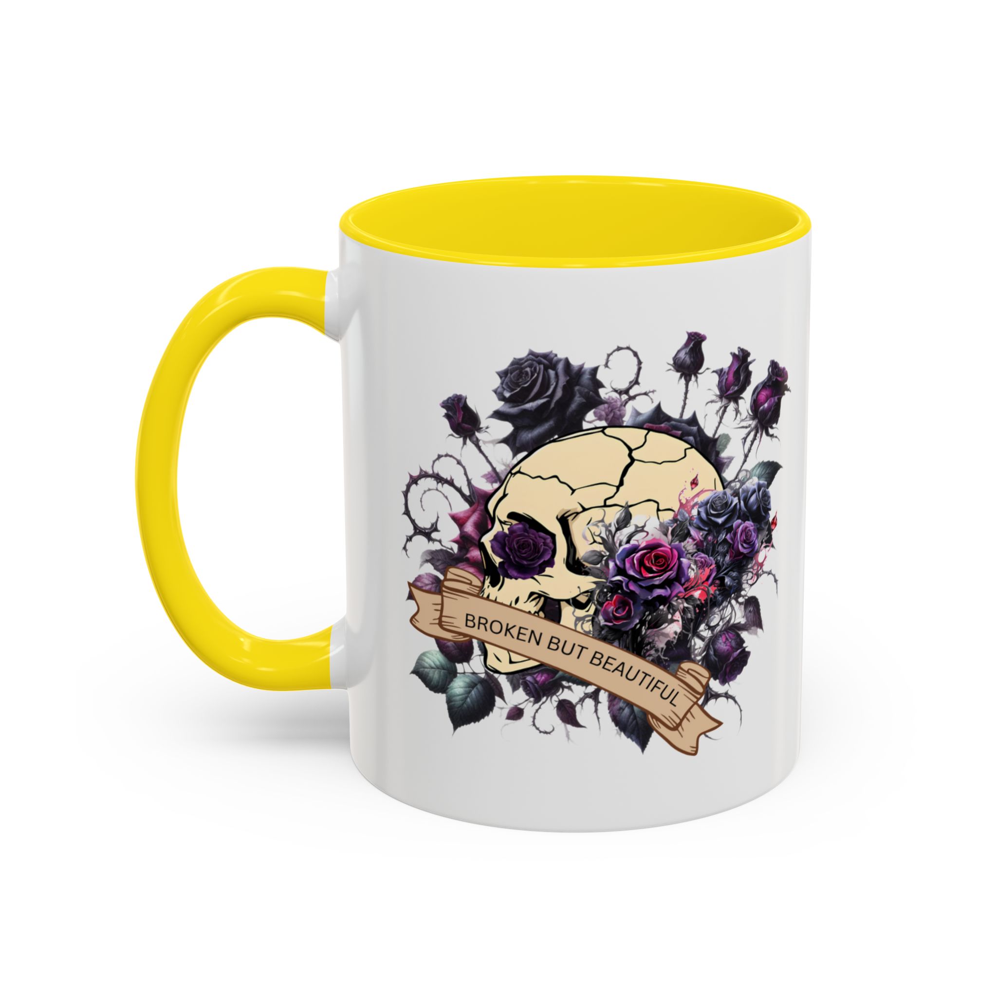 Broken But Beautiful Floral Coffee Mug - Gothic Gift for Tea Lovers, Unique Home Decor, Floral Skull Design, Ceramic Tea Cup, Gothic Mug - Image 47