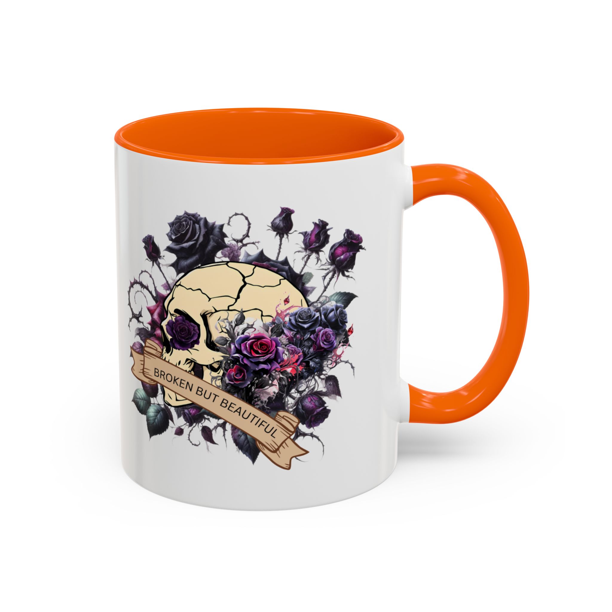Broken But Beautiful Floral Coffee Mug - Gothic Gift for Tea Lovers, Unique Home Decor, Floral Skull Design, Ceramic Tea Cup, Gothic Mug - Image 42