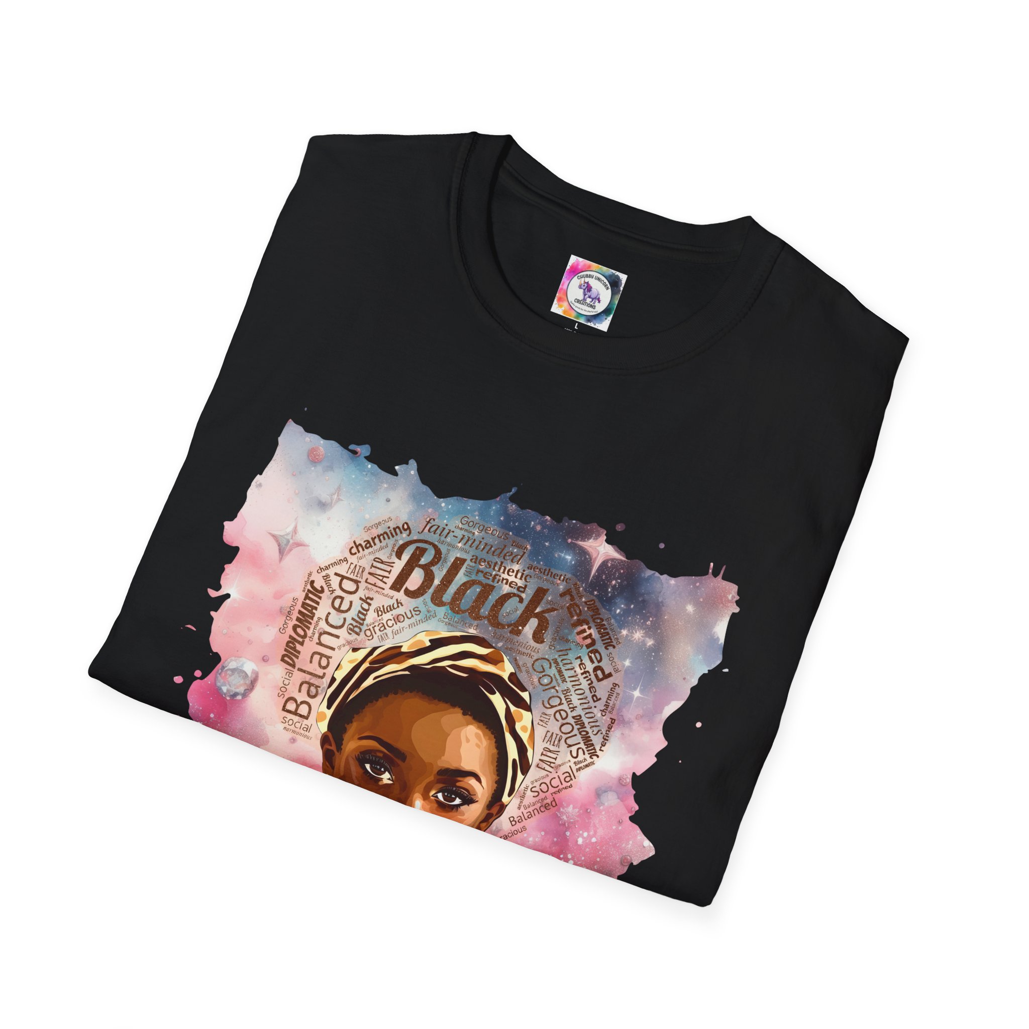 T-Shirt — Black Libra Queen Portrait Tee (Afrocentric Art, Empowerment) - Image 14