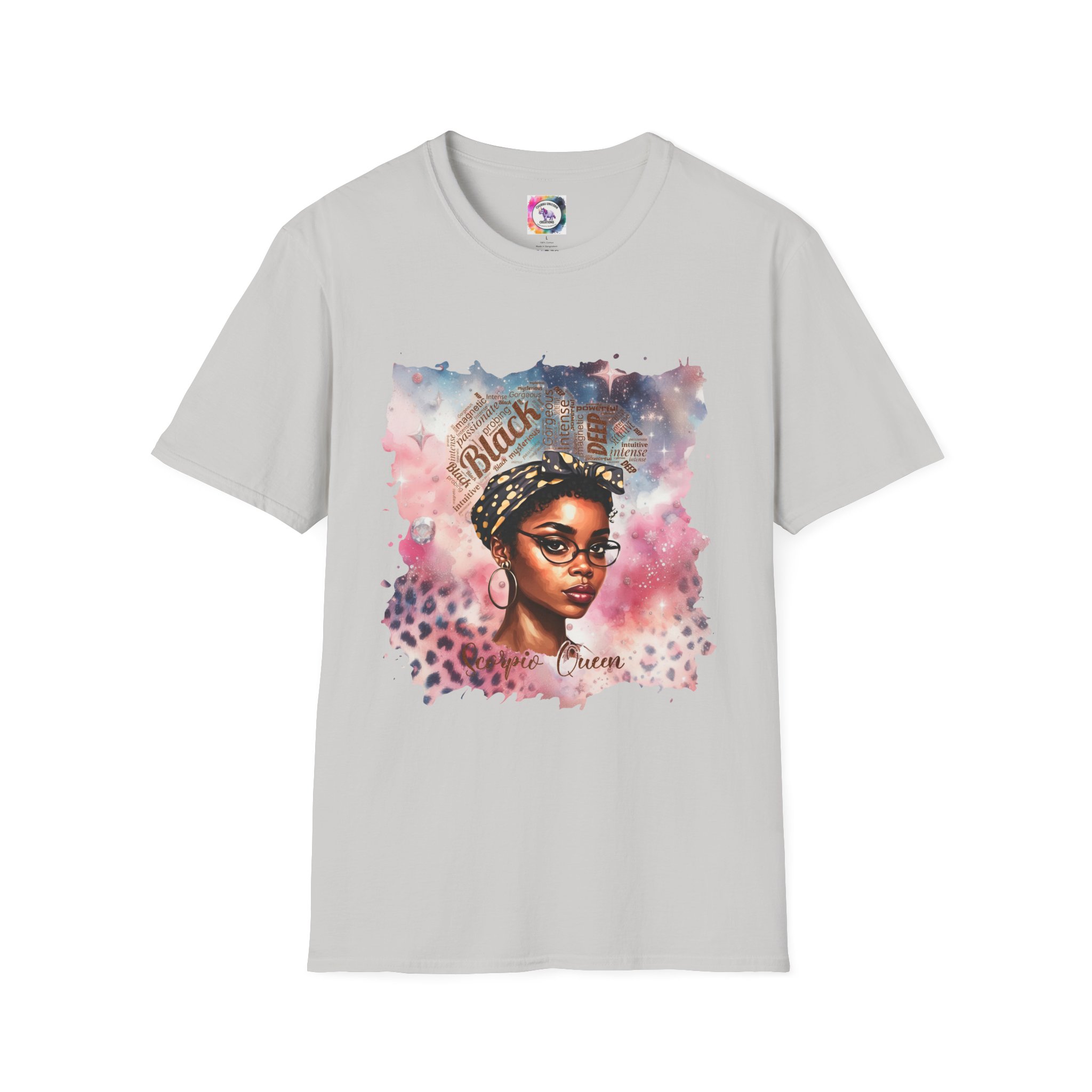 T-Shirt — 'Black Scorpio Queen' Afrocentric Watercolor Portrait Tee - Image 26