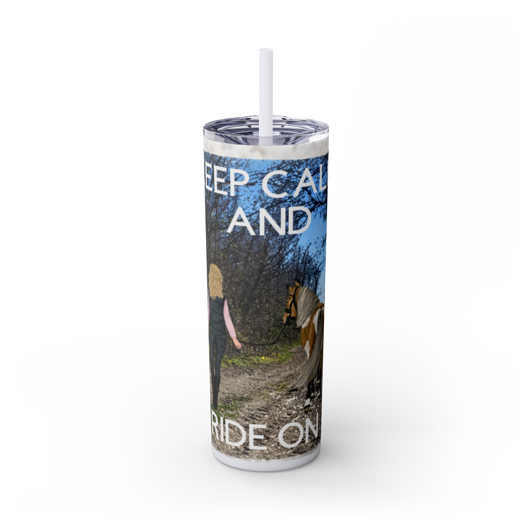 Equestrian Skinny Tumbler, Motivational Horse Riding Travel Mug, Keep Calm, Gifts for Horse Lovers, Personalized Drinkware - Image 16