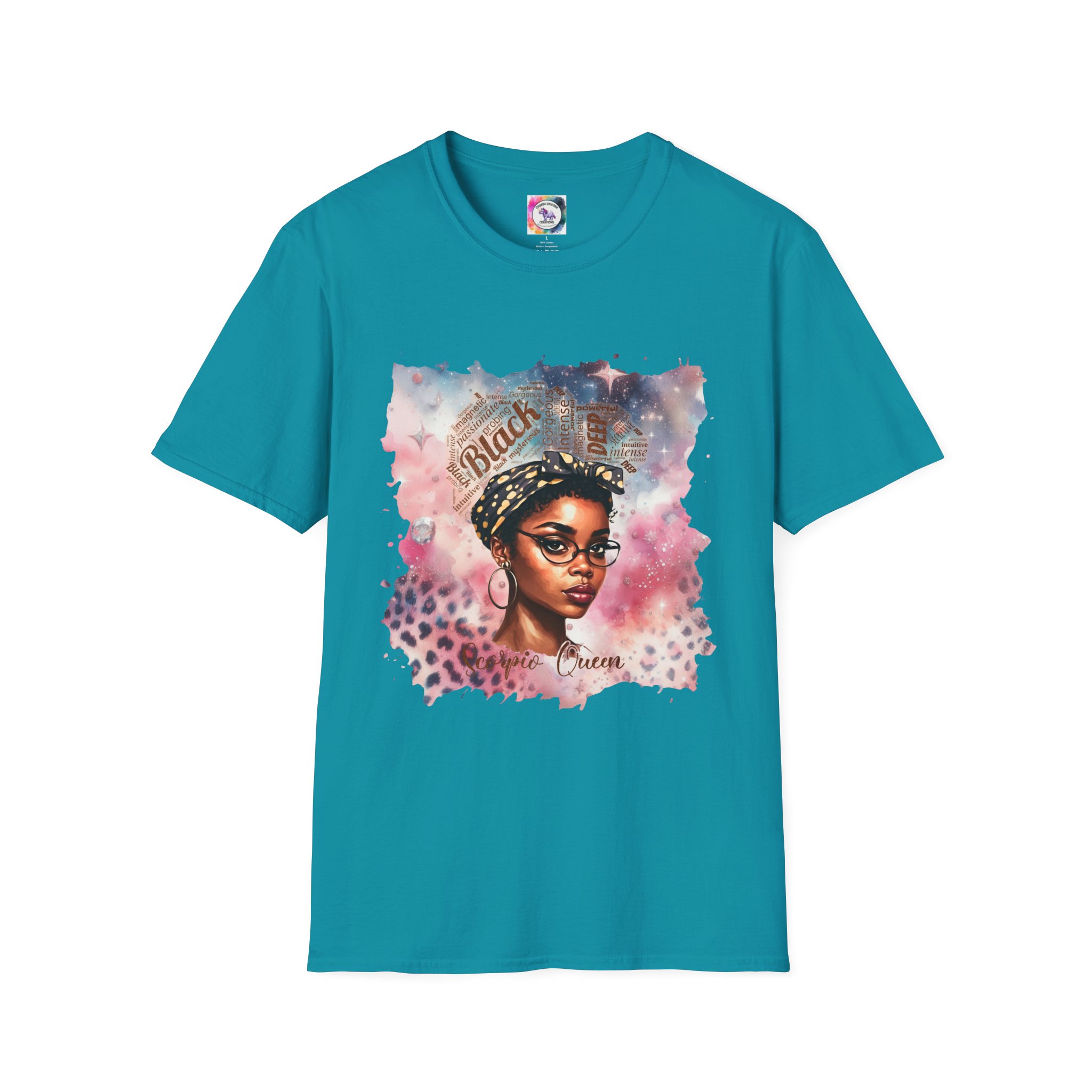 T-Shirt — 'Black Scorpio Queen' Afrocentric Watercolor Portrait Tee - Image 46