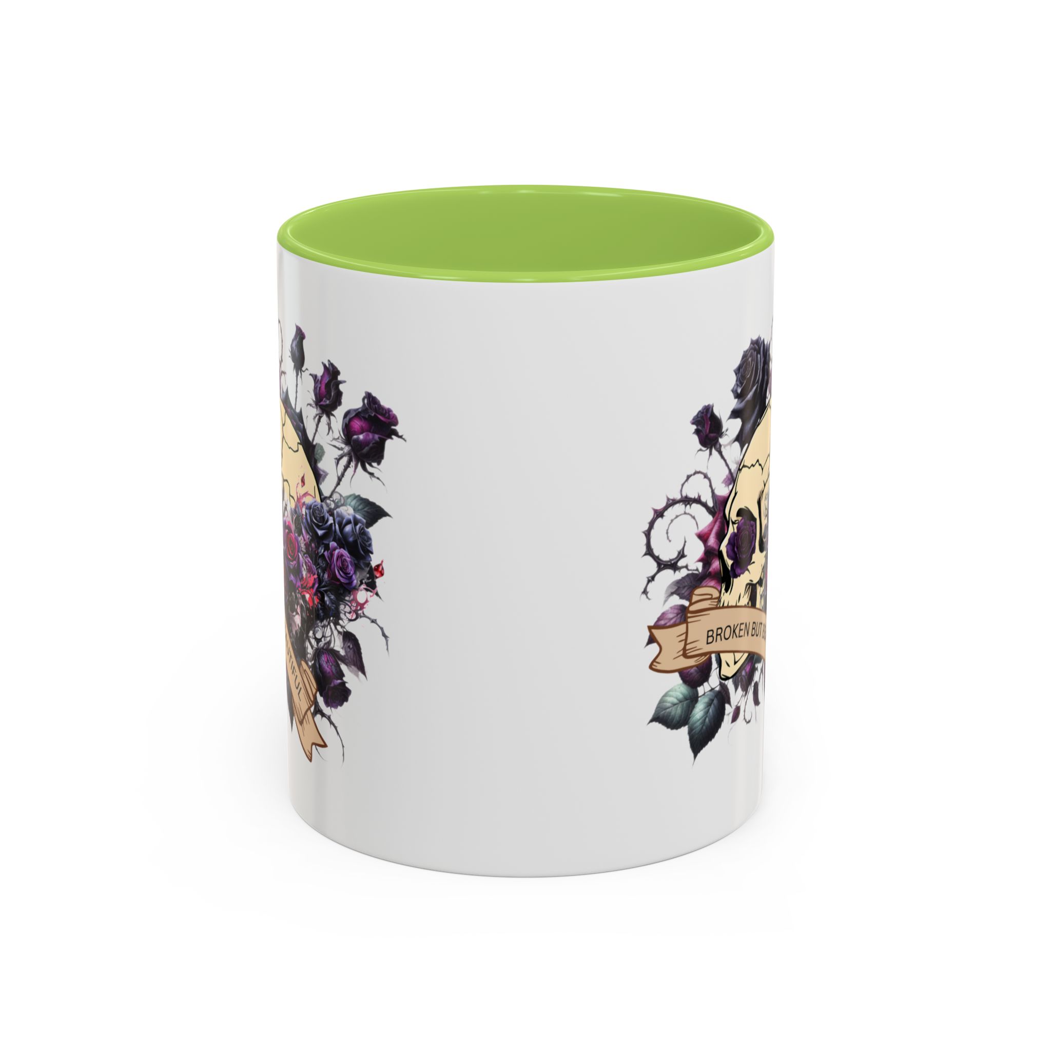 Broken But Beautiful Floral Coffee Mug - Gothic Gift for Tea Lovers, Unique Home Decor, Floral Skull Design, Ceramic Tea Cup, Gothic Mug - Image 49