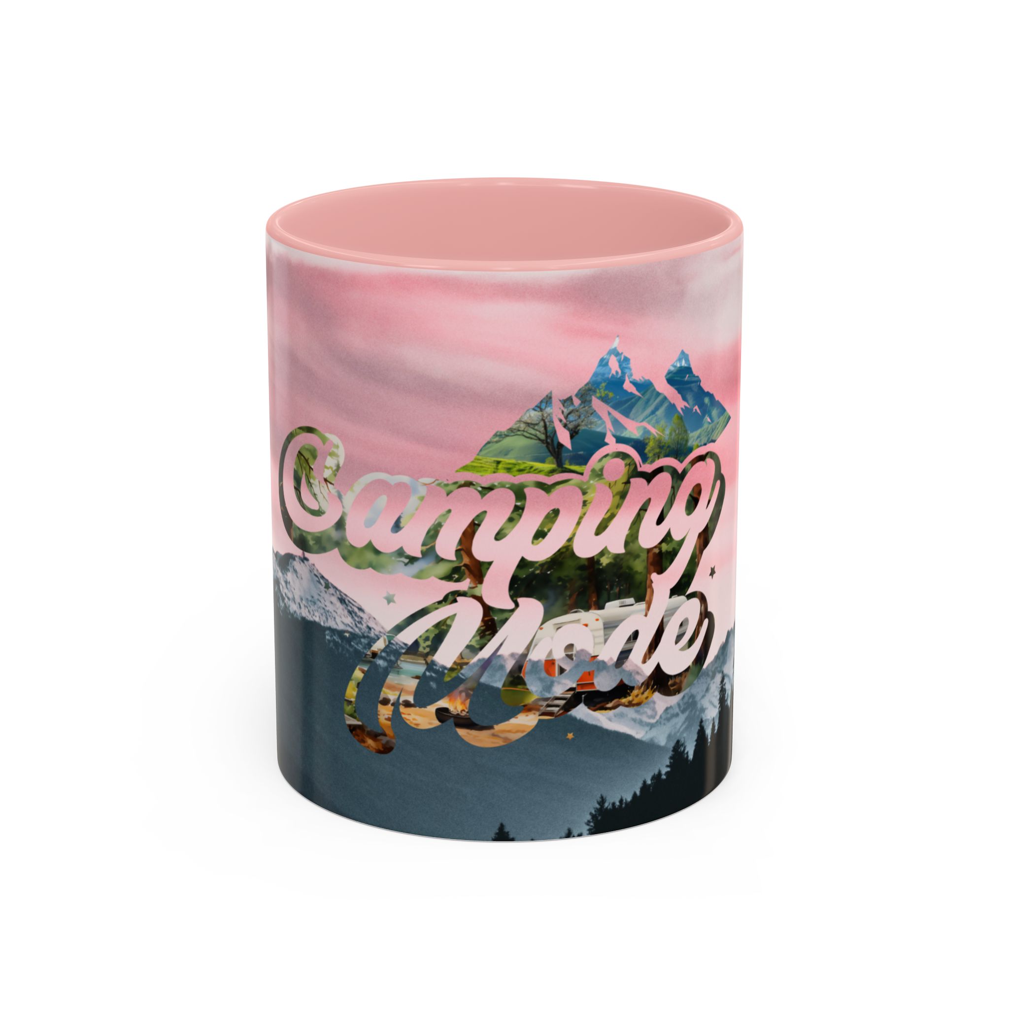 Camping Mode Coffee Mug — Pink Mountain Scenic Accent Mug (11/15oz) - Image 11