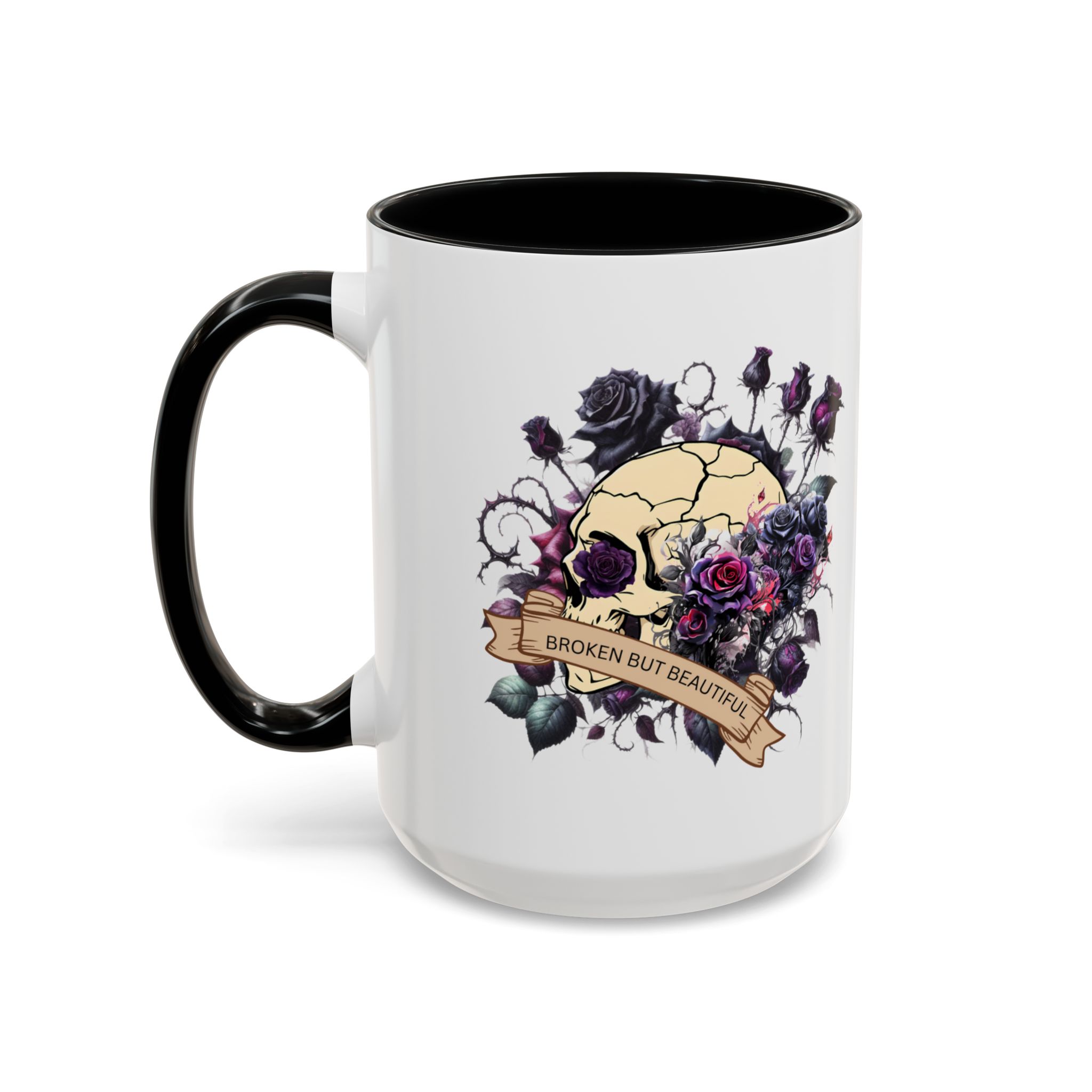 Broken But Beautiful Floral Coffee Mug - Gothic Gift for Tea Lovers, Unique Home Decor, Floral Skull Design, Ceramic Tea Cup, Gothic Mug - Image 19