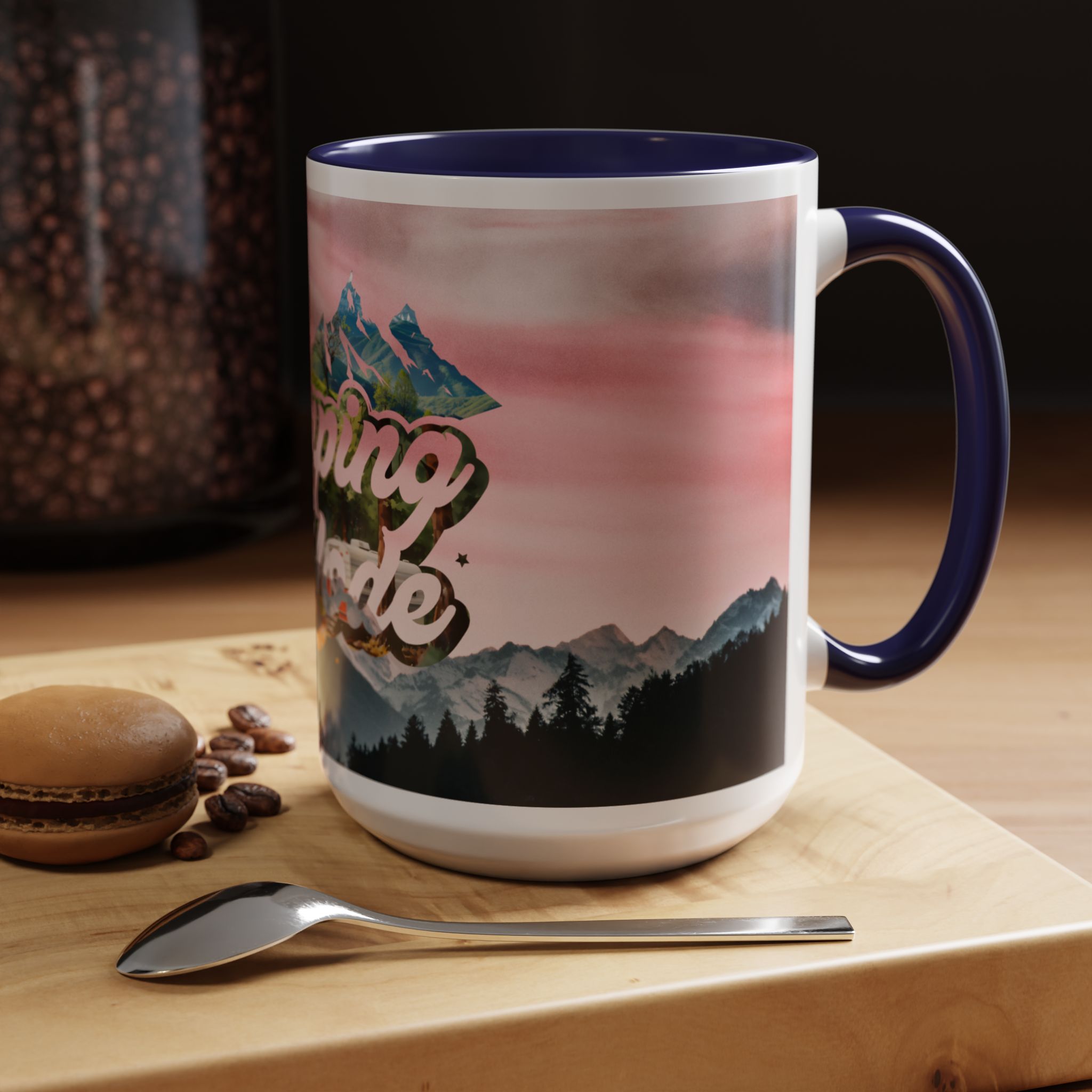 Camping Mode Coffee Mug — Pink Mountain Scenic Accent Mug (11/15oz) - Image 30