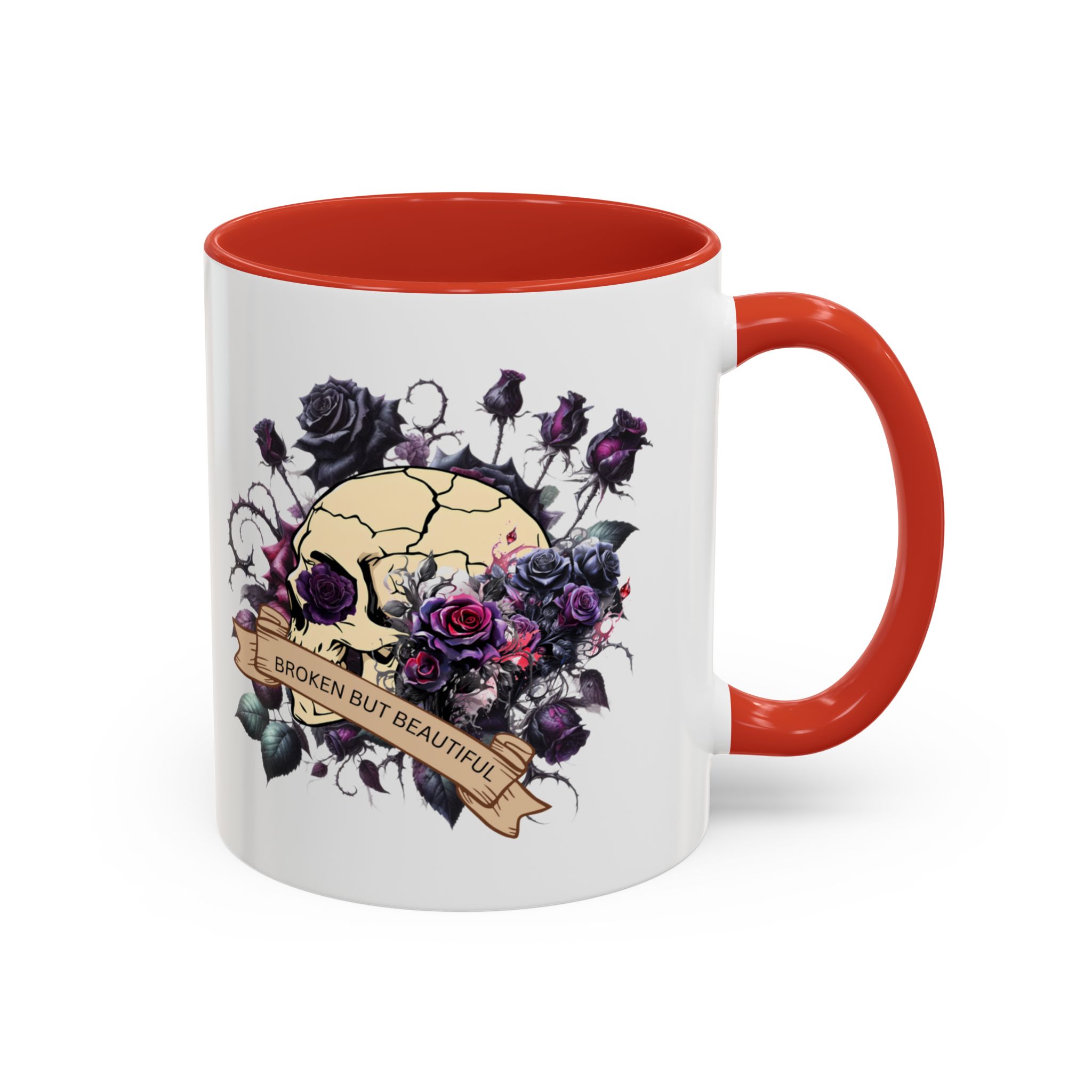 Broken But Beautiful Floral Coffee Mug - Gothic Gift for Tea Lovers, Unique Home Decor, Floral Skull Design, Ceramic Tea Cup, Gothic Mug - Image 14