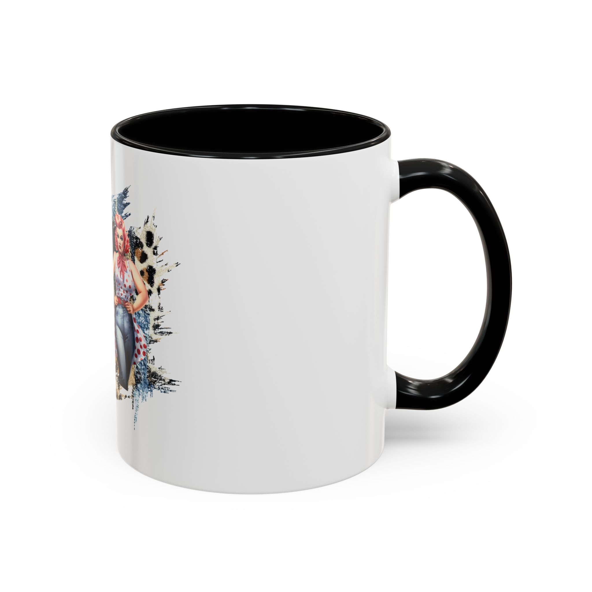 Vintage Pin-Up Coffee Mug — "Beauty is Not Defined by the Size of Your Jeans" Accent Mug - Image 2