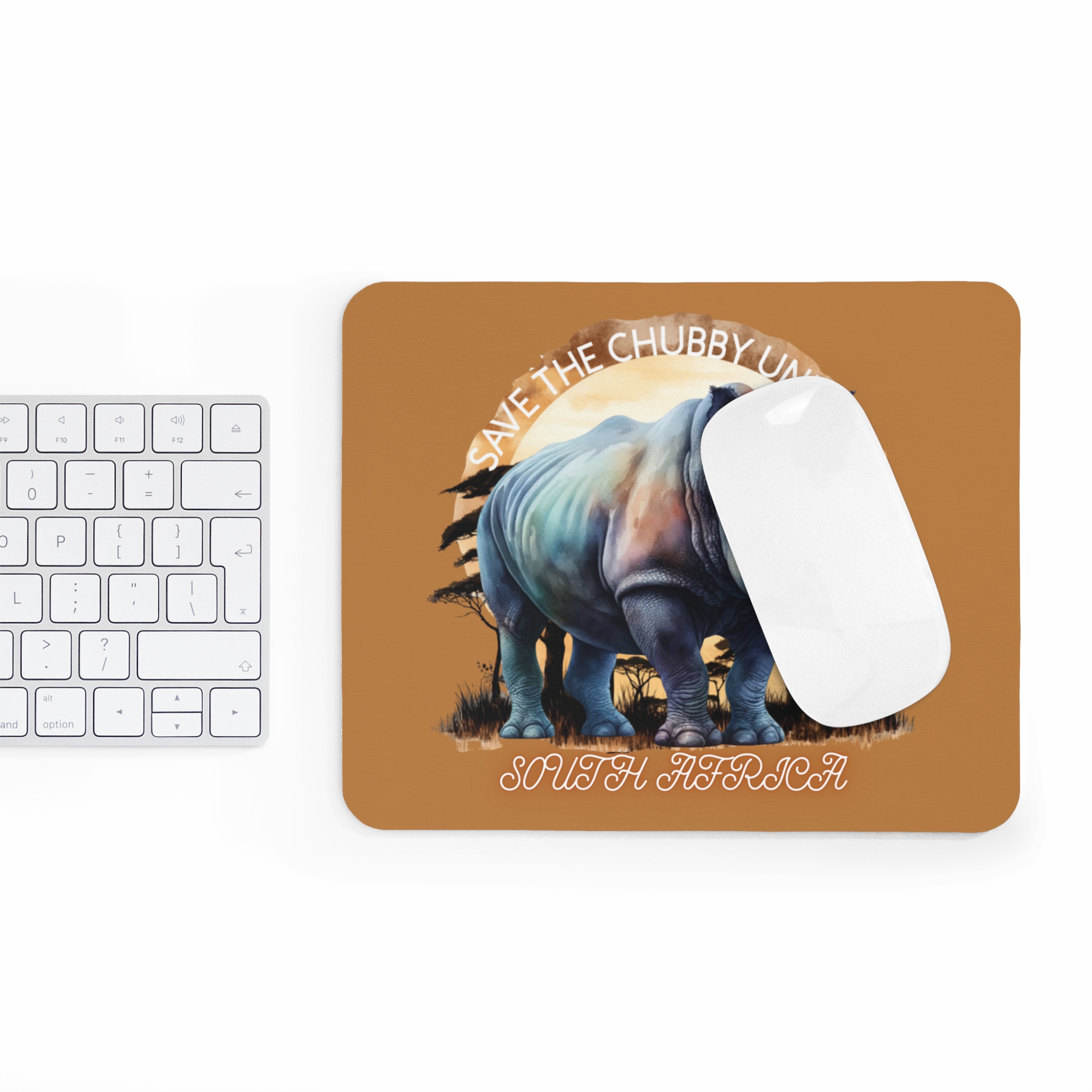 Chubby Unicorn Mouse Pad, Cute Rhino Desk Accessory, Wildlife Conservation Gift, Office Decor, Animal Lover Gift, South Africa