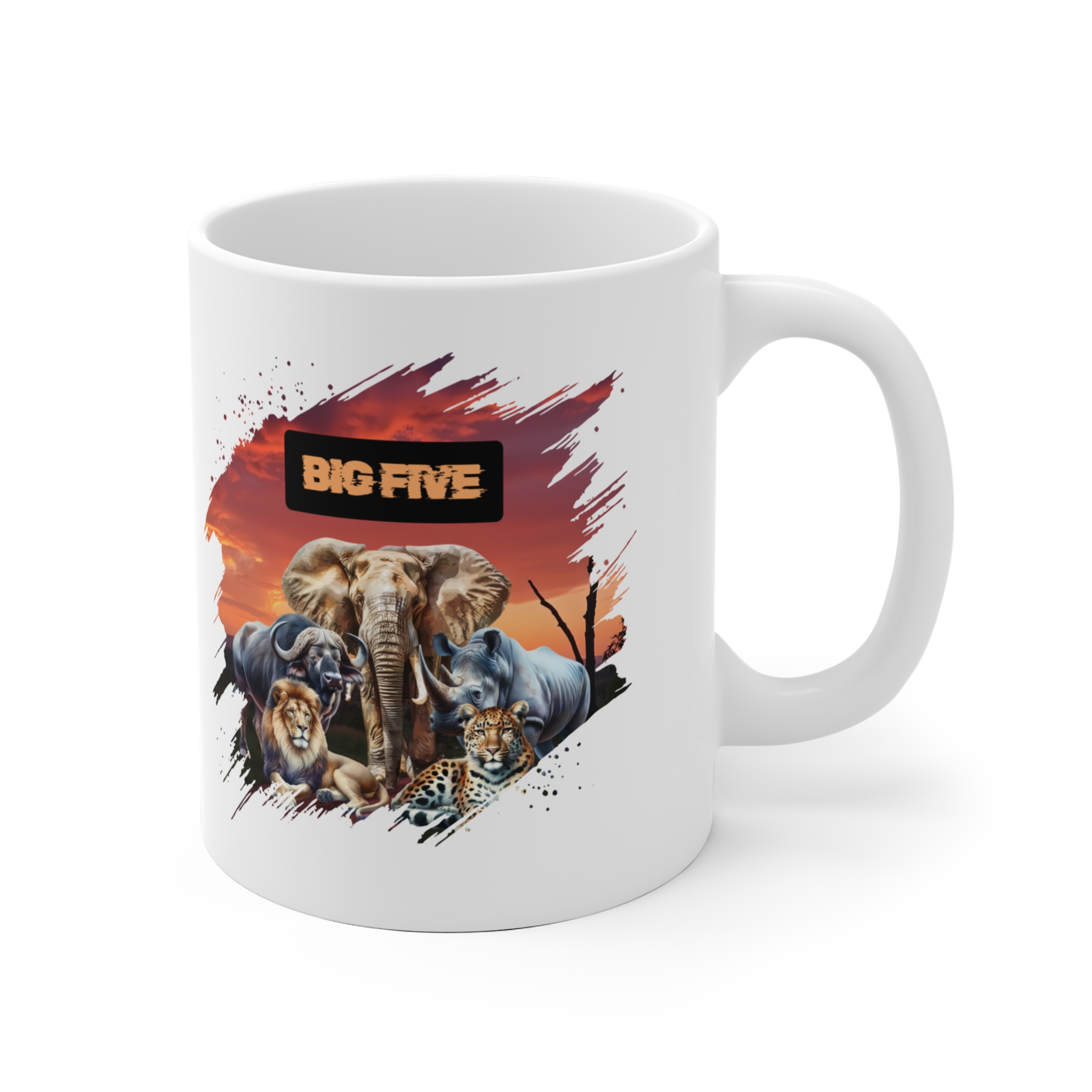 Big Five Wildlife Ceramic Mug - Unique Animal Lovers Gift, Safari Mug, Coffee Cup, Jungle Artwork, Nature Lover Decor - Image 3