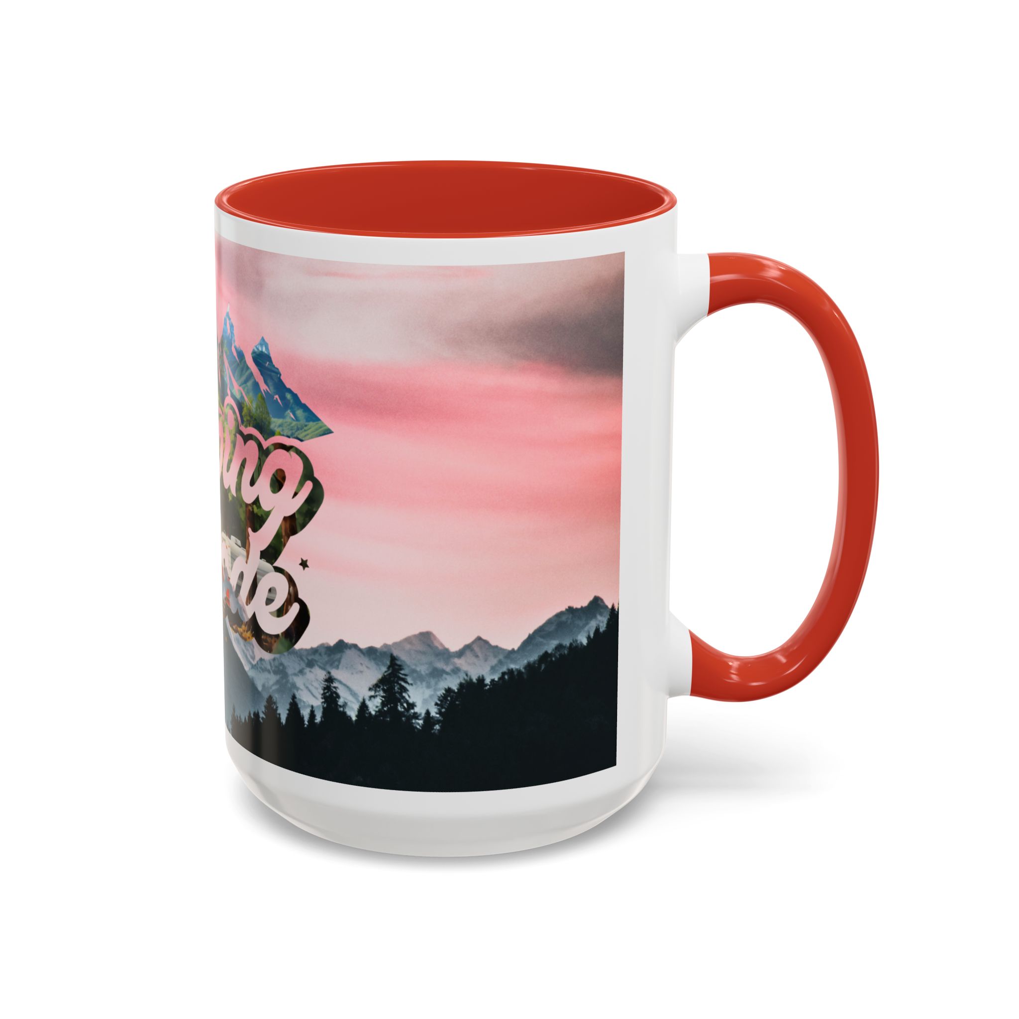 Camping Mode Coffee Mug — Pink Mountain Scenic Accent Mug (11/15oz) - Image 37