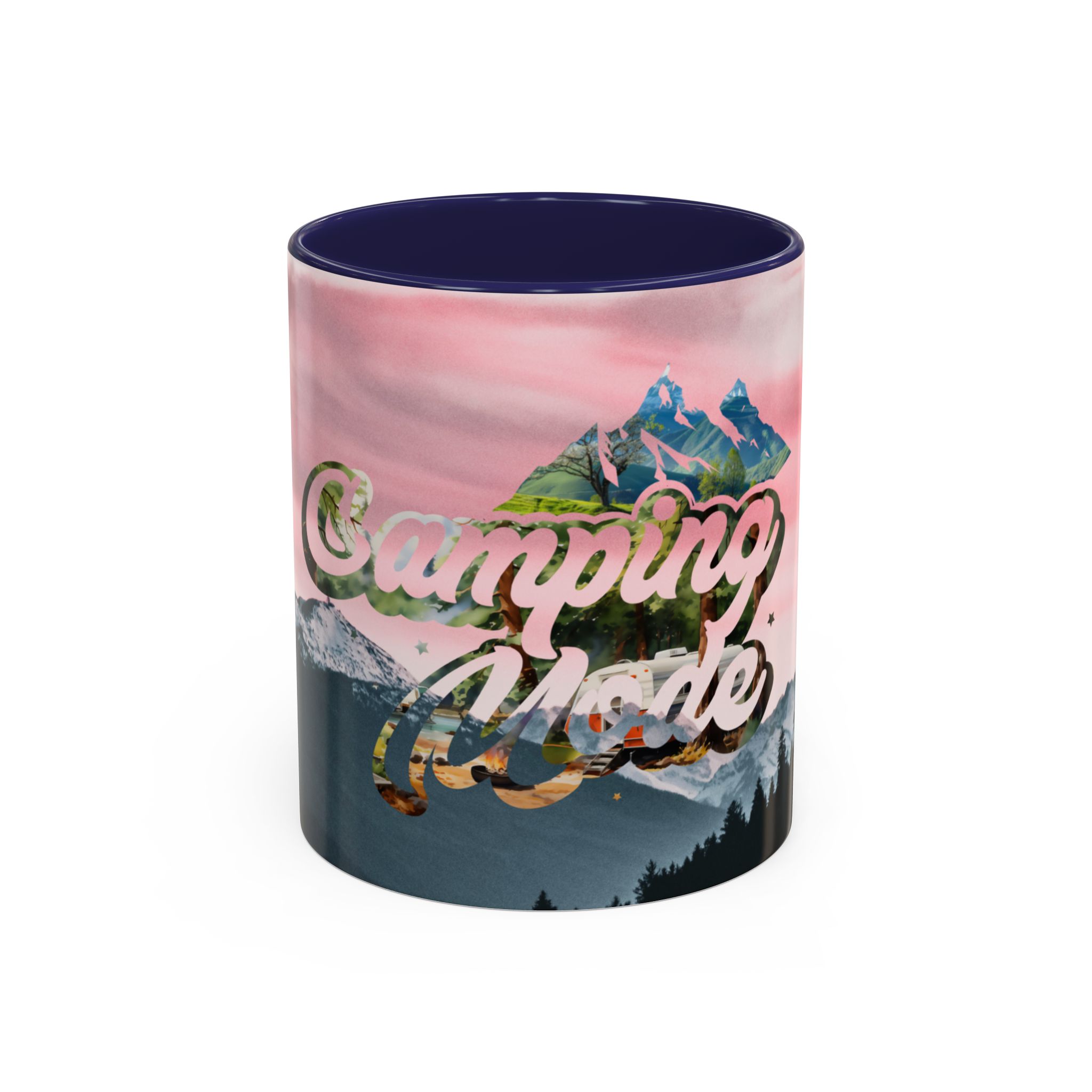 Camping Mode Coffee Mug — Pink Mountain Scenic Accent Mug (11/15oz) - Image 6