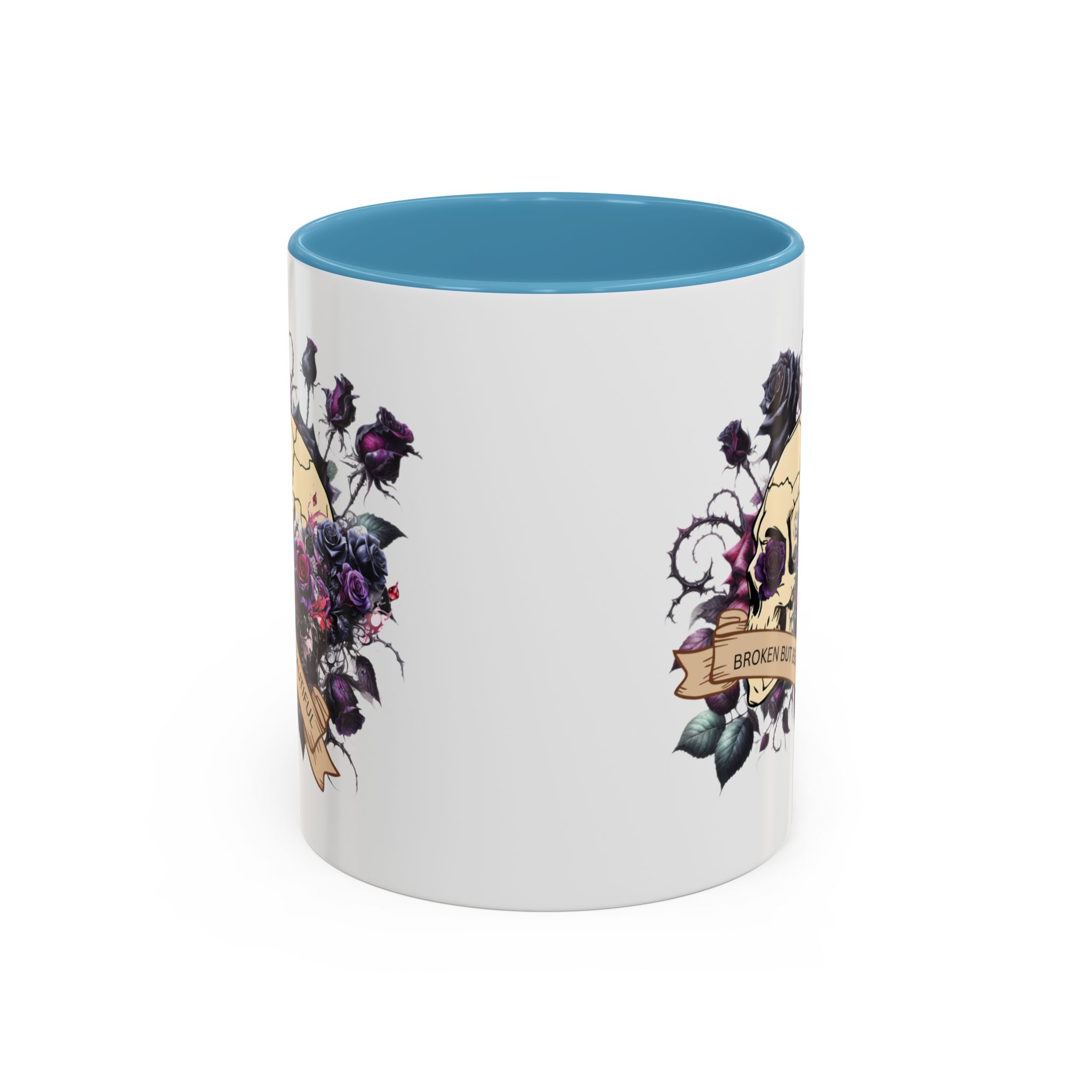 Broken But Beautiful Floral Coffee Mug - Gothic Gift for Tea Lovers, Unique Home Decor, Floral Skull Design, Ceramic Tea Cup, Gothic Mug - Image 33