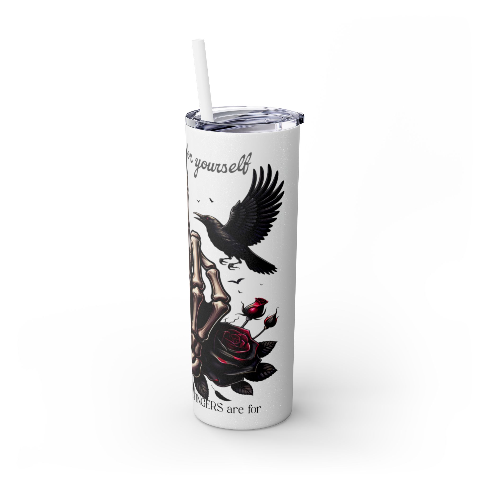 Gothic Skinny Tumbler, Stand Up for Yourself, 20oz, Unique Gift for Halloween, Edgy Coffee Cup, Reusable Straw Mug - Image 7