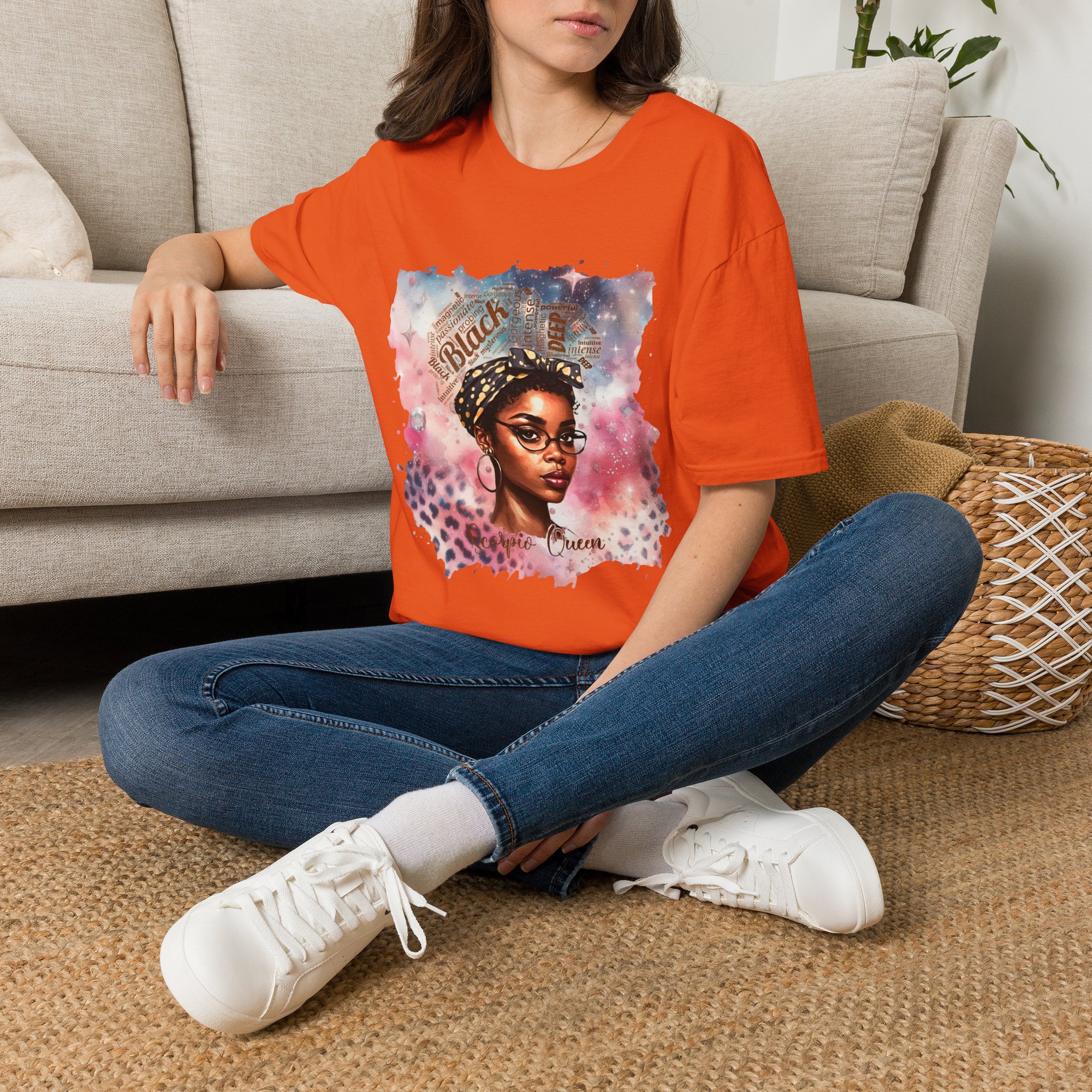 T-Shirt — 'Black Scorpio Queen' Afrocentric Watercolor Portrait Tee - Image 40