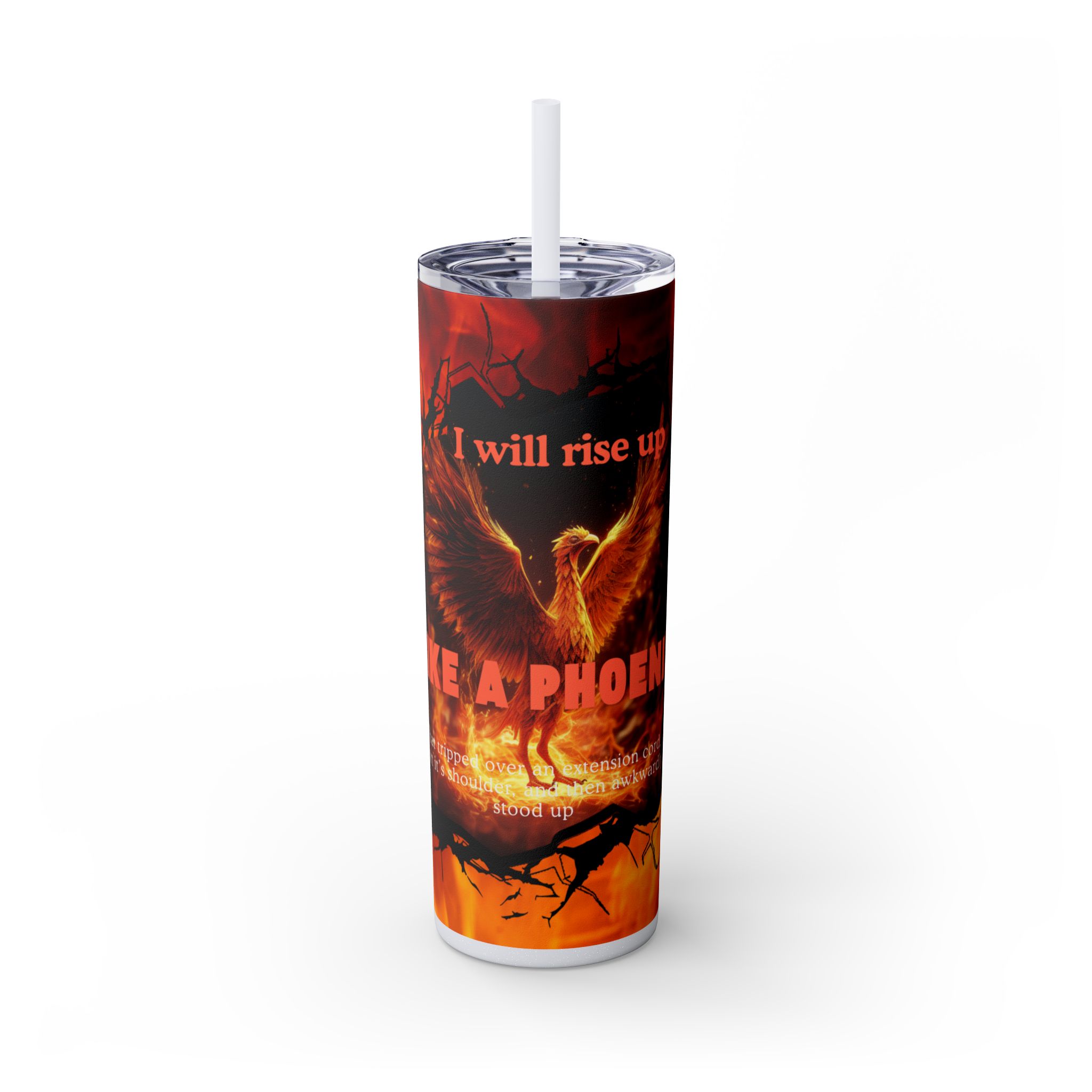 Fiery Phoenix Skinny Tumbler | Inspirational Drinkware, 20oz Travel Mug, Motivational Gift, Coffee Cup, Unique Water Bottle - Image 45