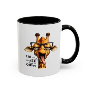 Funny Giraffe Coffee Mug – "A yawn is a silent scream for Coffee" Accent Mug