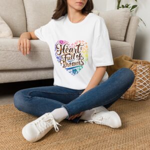 T-Shirt — "Heart Full of Dreams" Rainbow Floral Heart Tee