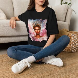 Black Cancer Queen Portrait T-Shirt — Watercolor Afrocentric Art Tee