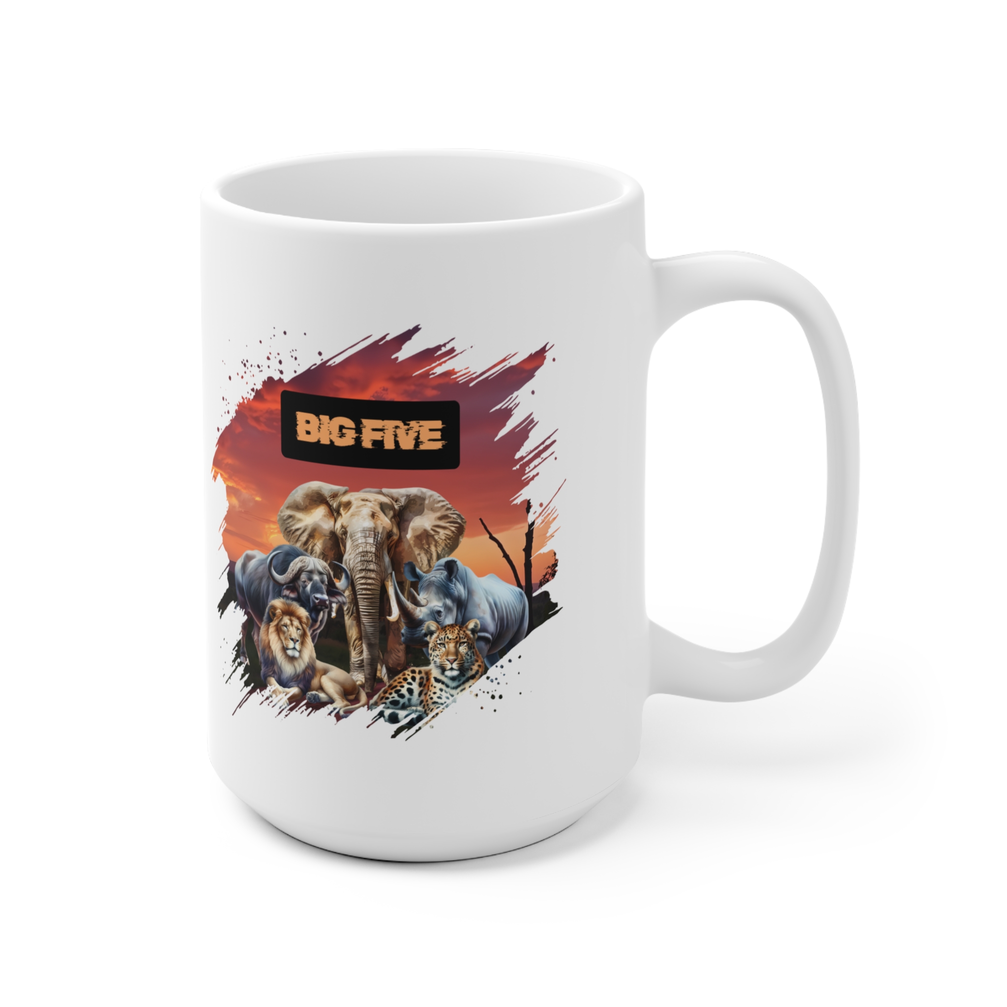 Big Five Wildlife Ceramic Mug - Unique Animal Lovers Gift, Safari Mug, Coffee Cup, Jungle Artwork, Nature Lover Decor - Image 6