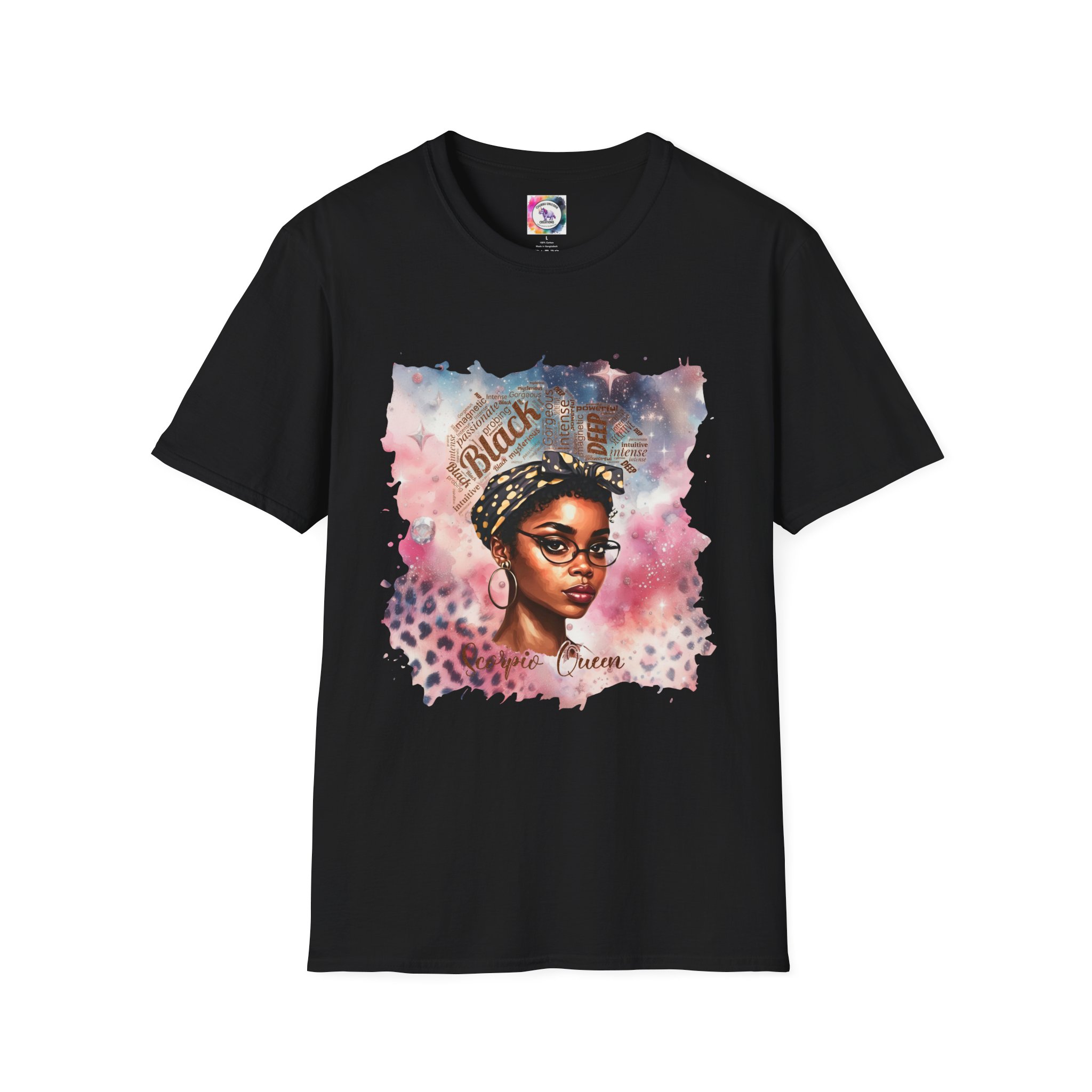 T-Shirt — 'Black Scorpio Queen' Afrocentric Watercolor Portrait Tee - Image 16
