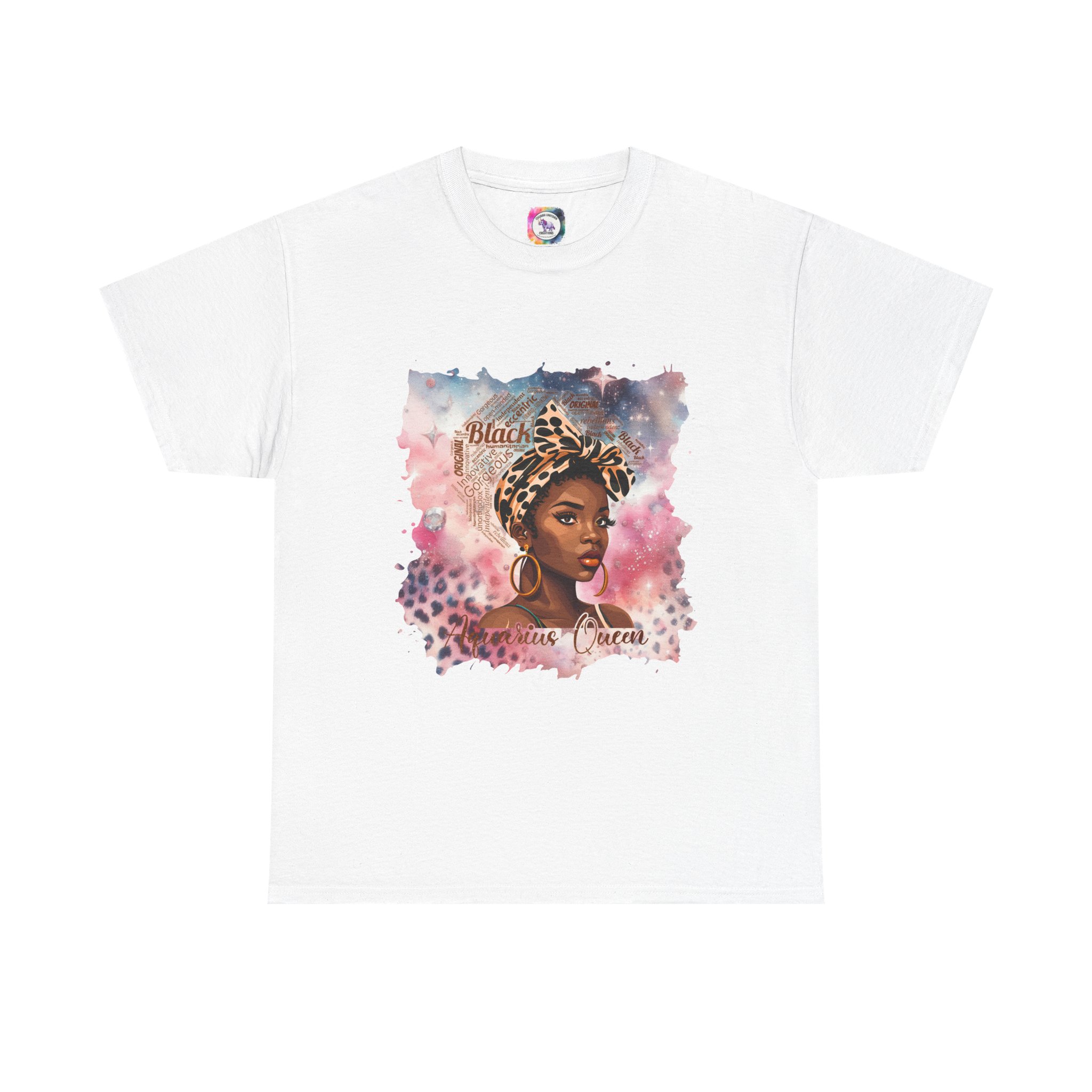 Black Aquarius Queen Tee — Watercolor Portrait T‑Shirt Celebrating Black Beauty - Image 2