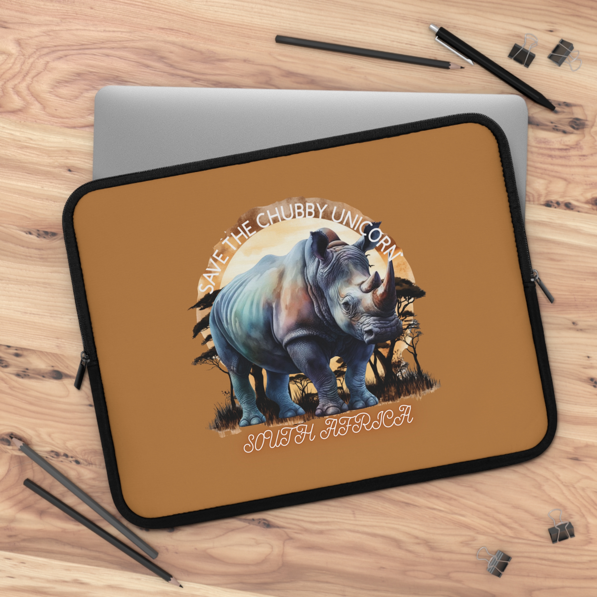 Rhino Laptop Sleeve - Eco-Friendly Laptop Case, Save the Chubby Unicorn, Wildlife Art, Gift for Animal Lovers - Image 20